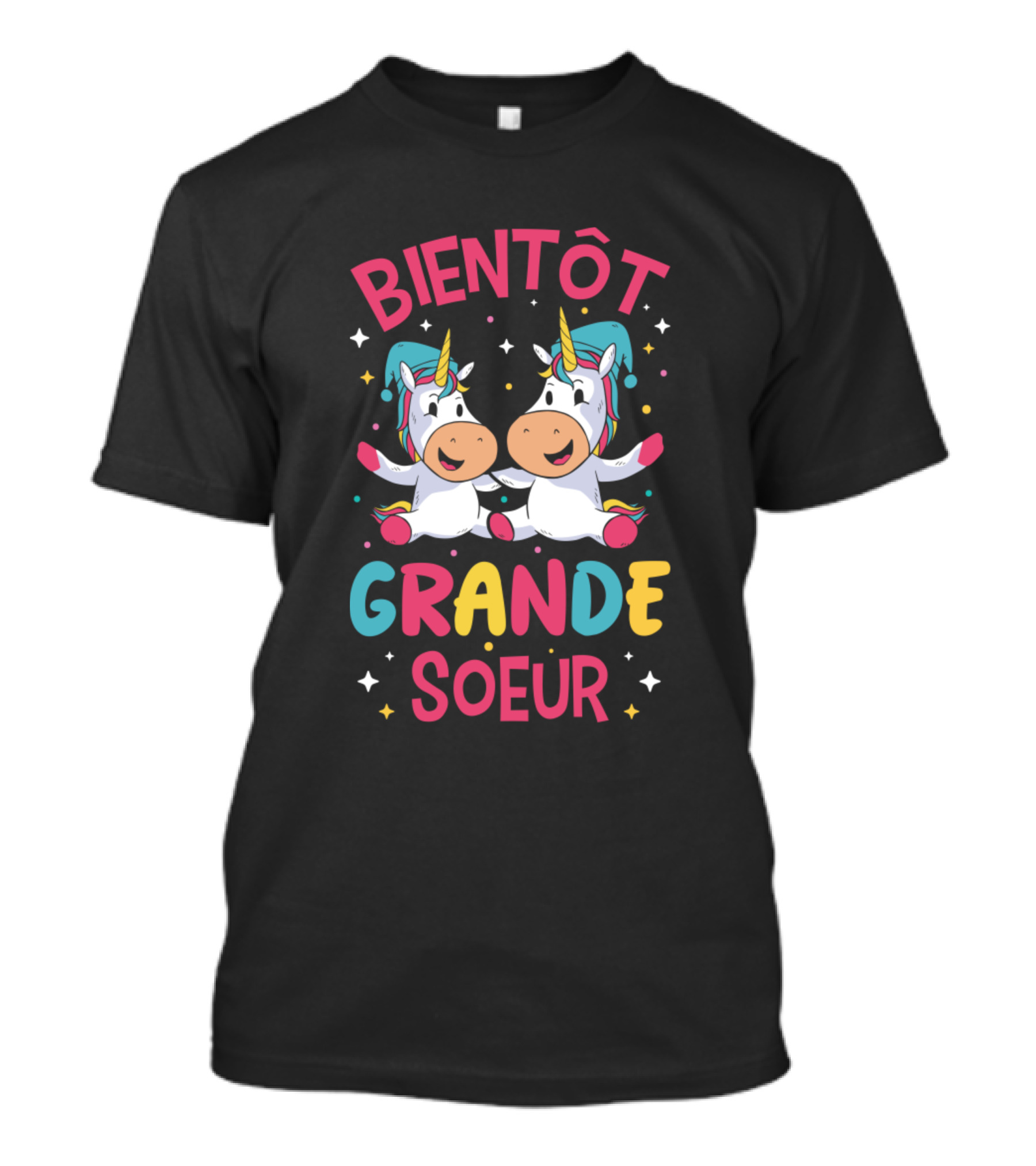 Bientôt Grande Sœur Cute Unicorn Twins T-Shirt