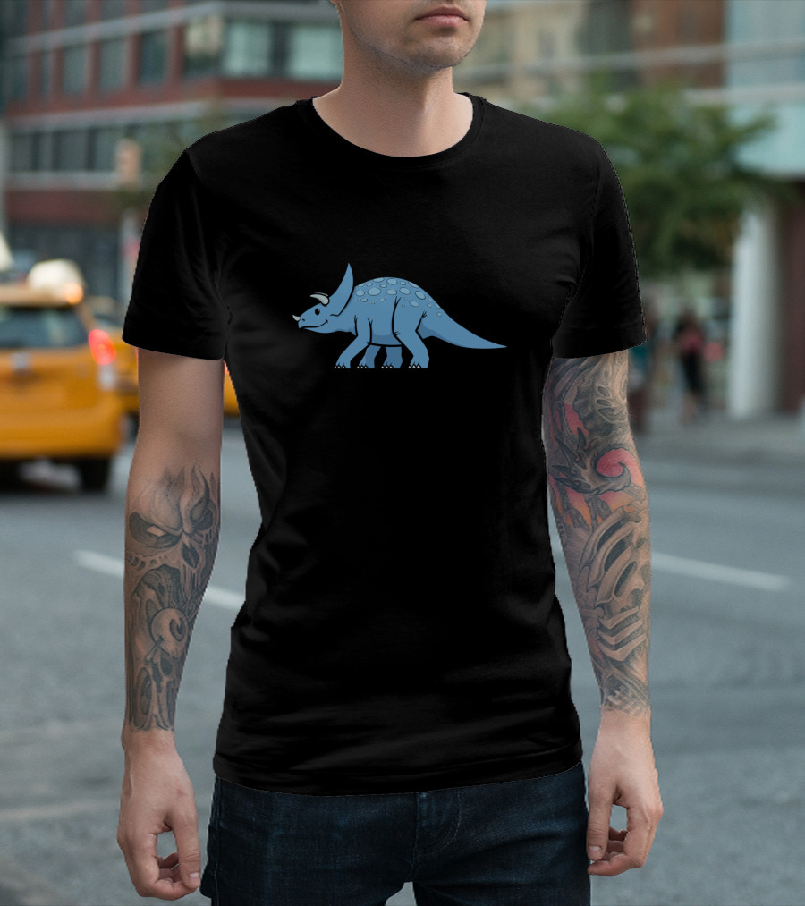 Cuteforkids Blue Triceratops Dinosaur T-Shirt