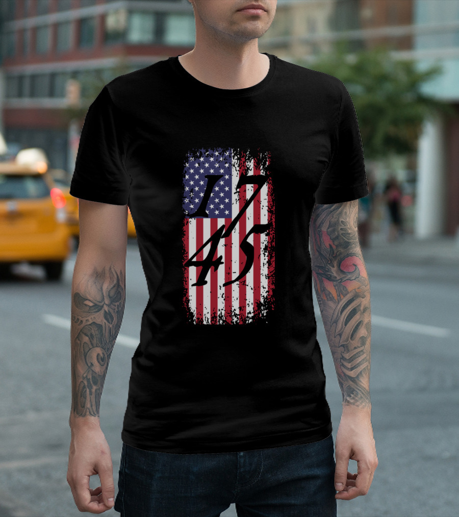 Distressed 17 45 USA Flag Patriotic President Dona T-Shirt