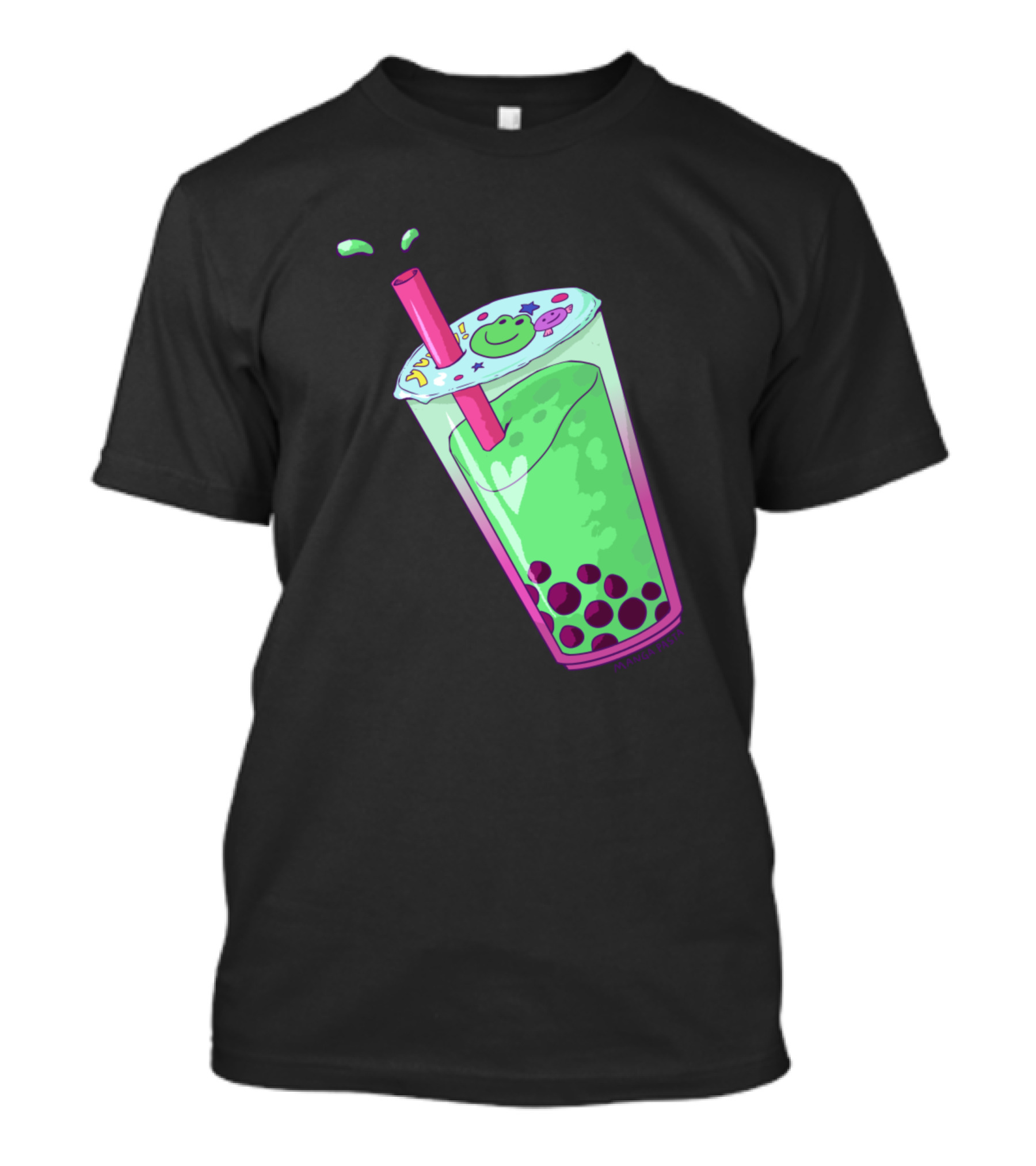 Froggy Boba Cute Green Bubble Tea With Straw Smiley Cup T-Shirt