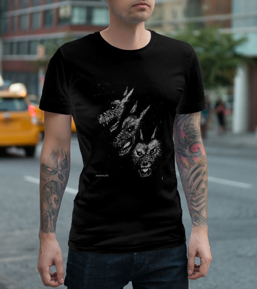 Spookywolfe Ghost Werewolves Faces T-Shirt