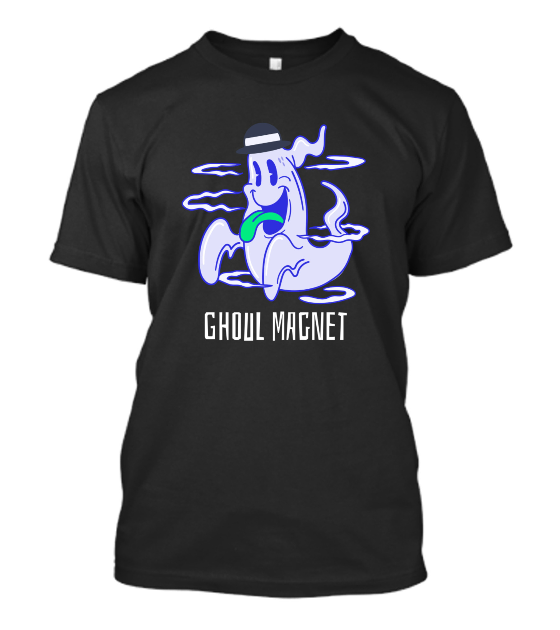 Ghoul Magnet Cartoon Ghost With Hat And Tongue Out T-Shirt