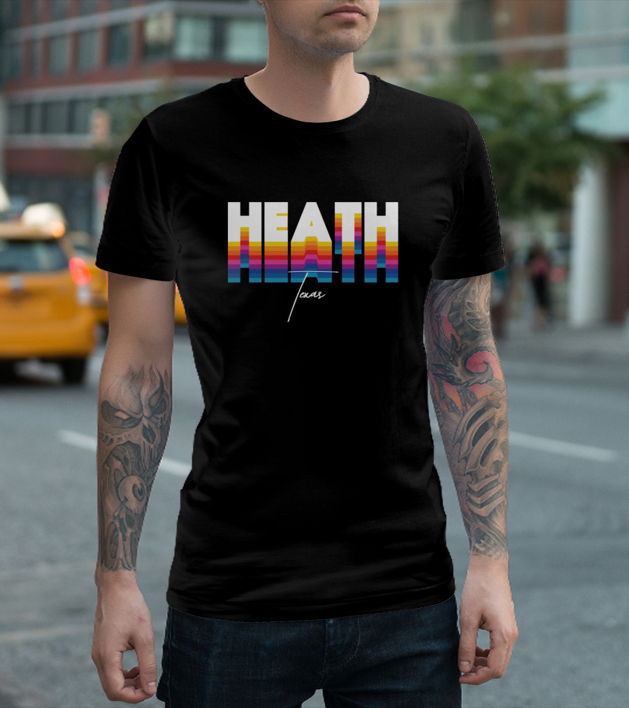 Heath Texas Retro Vintage Clothing Custom Striped T-Shirt