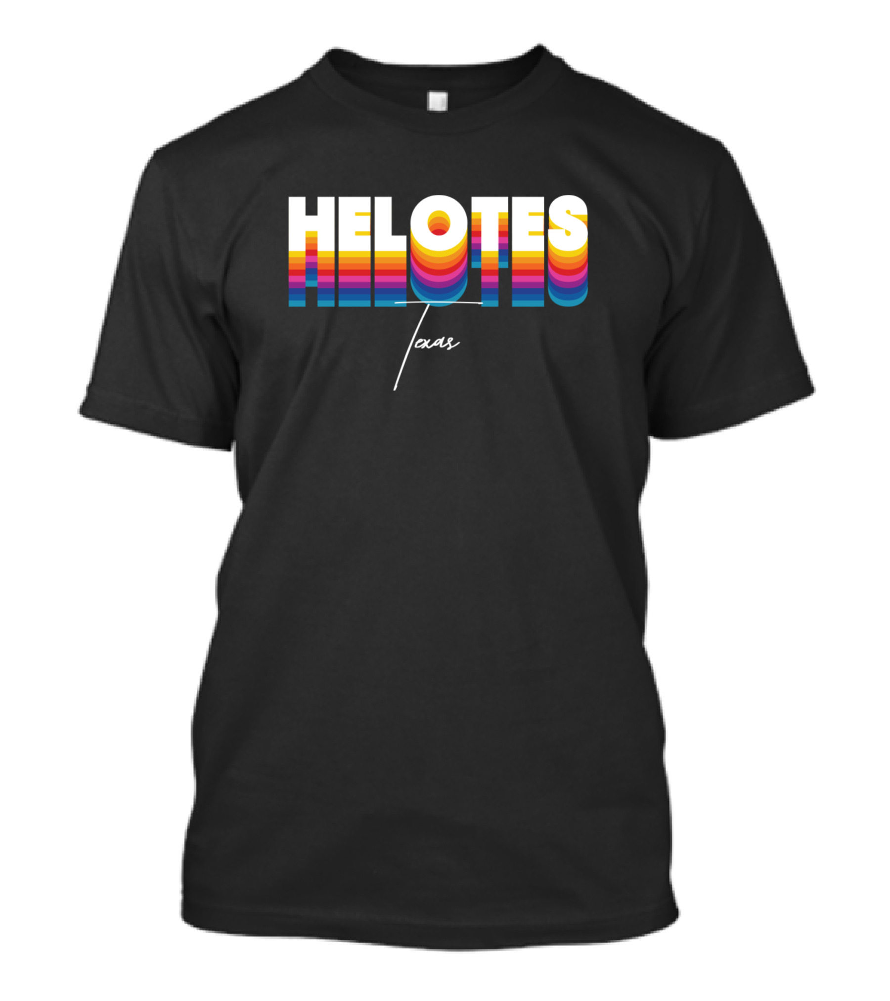 Helotes Texas Retro Vintage Striped Rainbow Clothing Custo T-Shirt