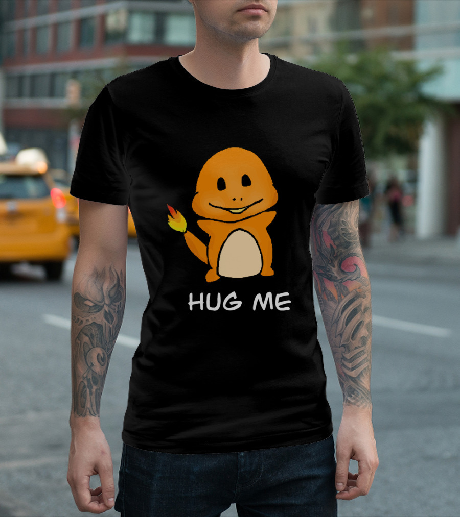 Hug Me Cute Orange Charmander Inspired Pokémon Character T-Shirt