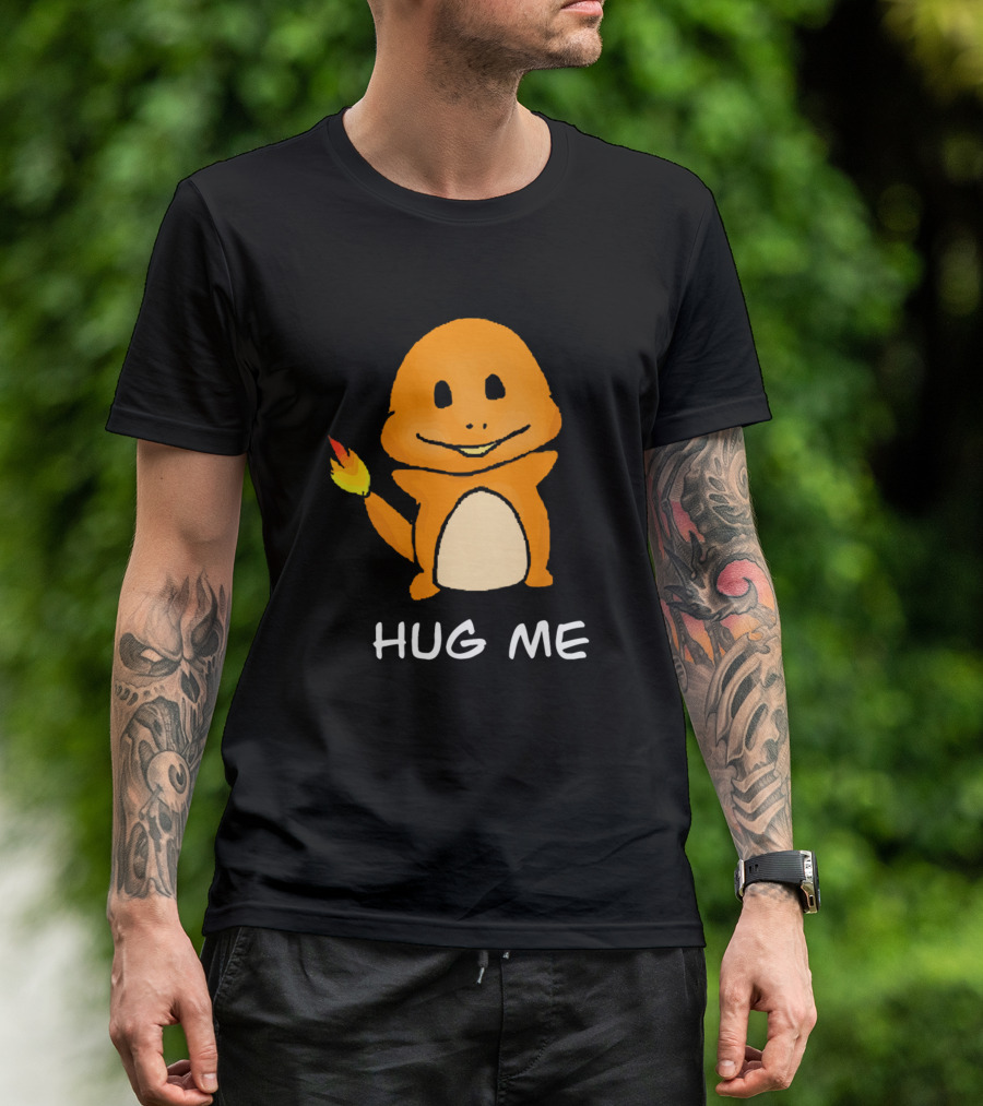 Hug Me Cute Orange Charmander Inspired Pokémon Character T-Shirt