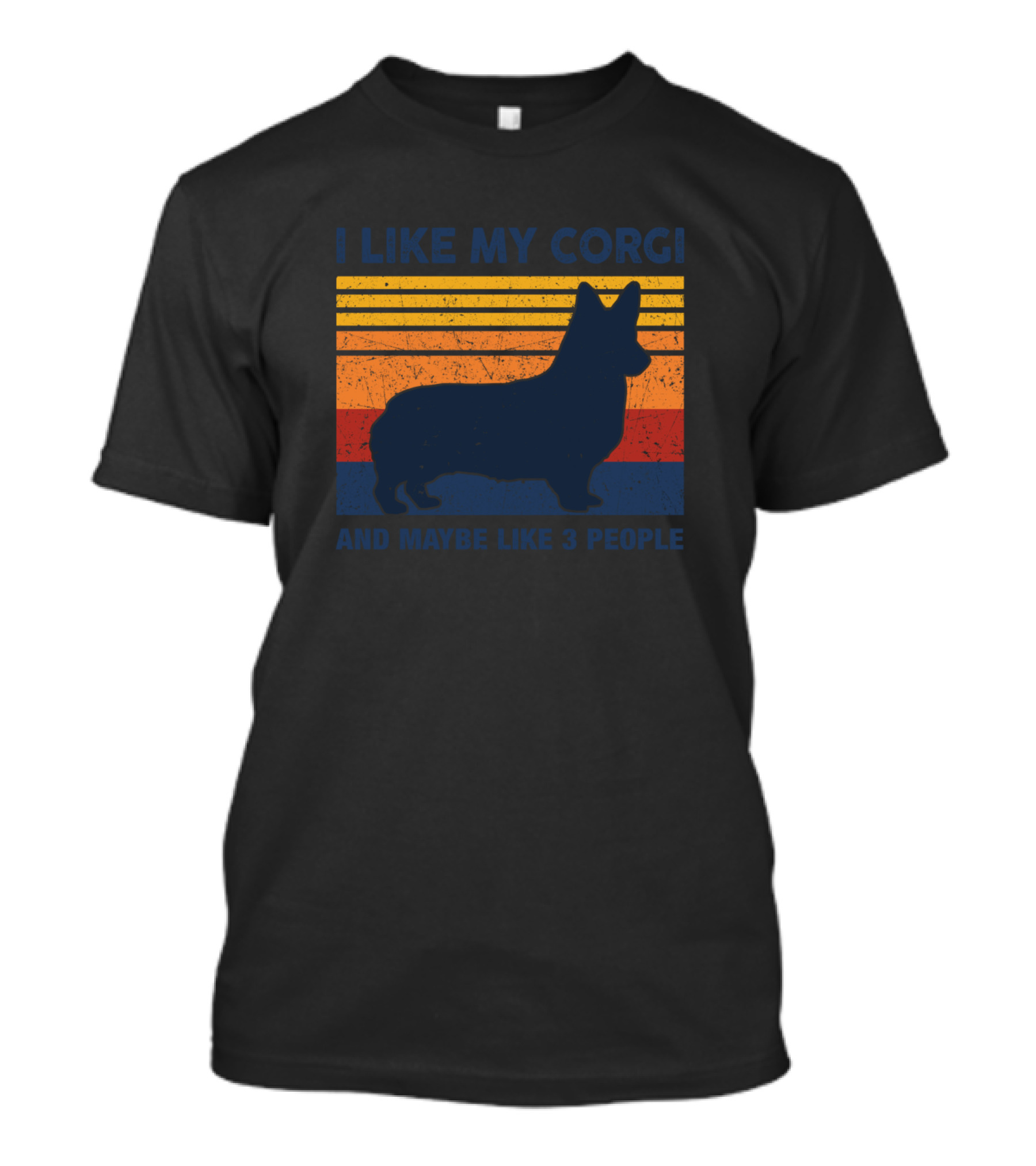I Like My Corgi And Maybe Like 3 People Retro Stripes T-Shirt