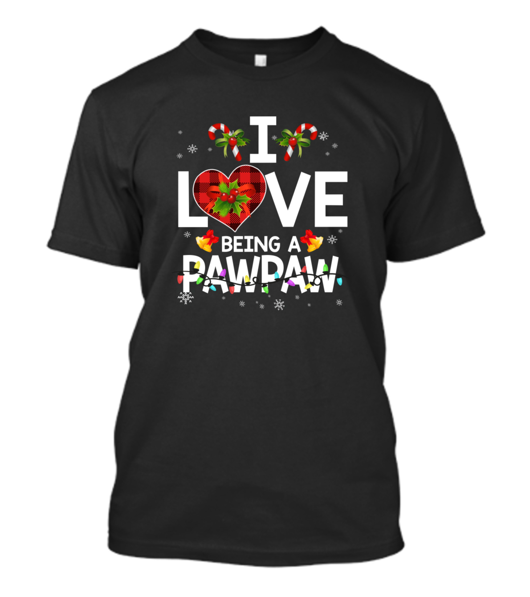 I Love Being A Pawpaw Christmas Candy Cane Lights T-Shirt
