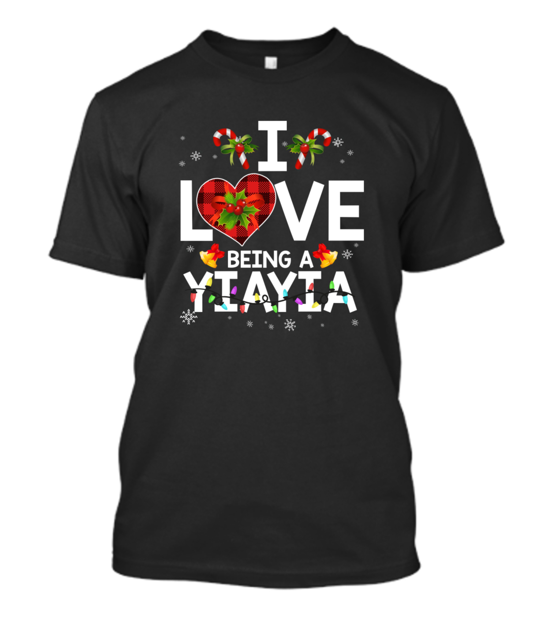 I Love Being A Yiayia Festive Holiday Candy Cane T-Shirt