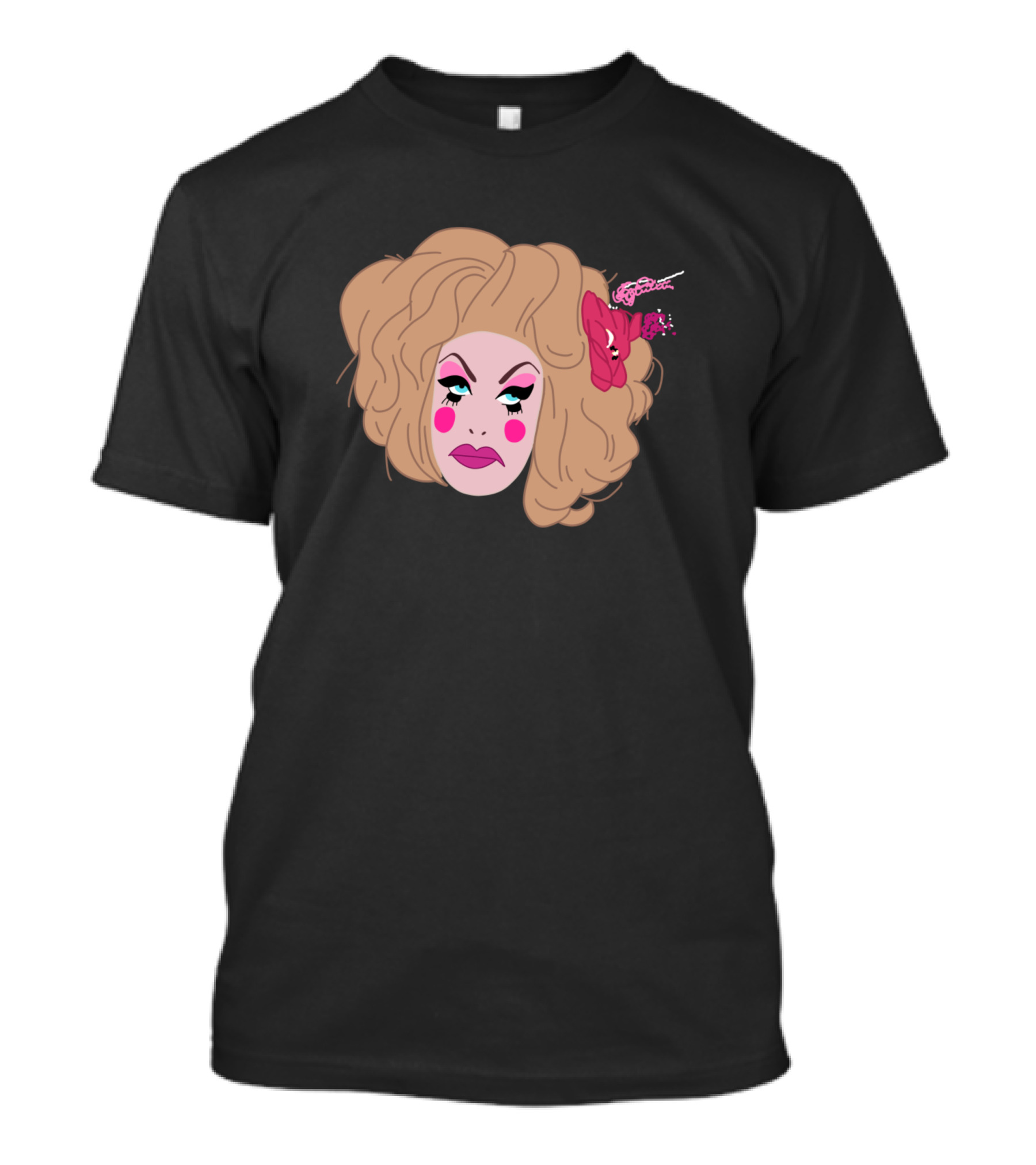 Lilpoundcake Iconic Drag Face Blonde Hair Pink Flower T-Shirt