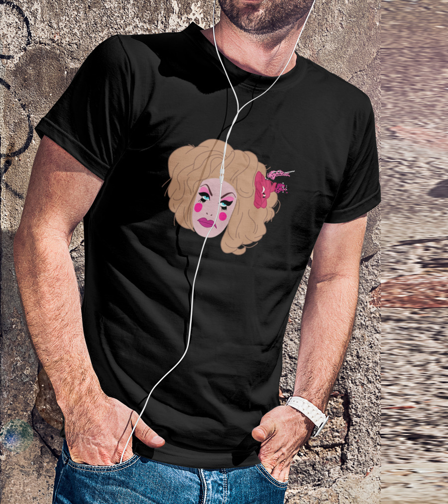 Lilpoundcake Iconic Drag Face Blonde Hair Pink Flower T-Shirt