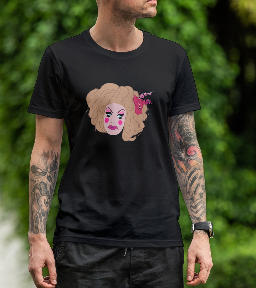 Lilpoundcake Iconic Drag Face Blonde Hair Pink Flower T-Shirt