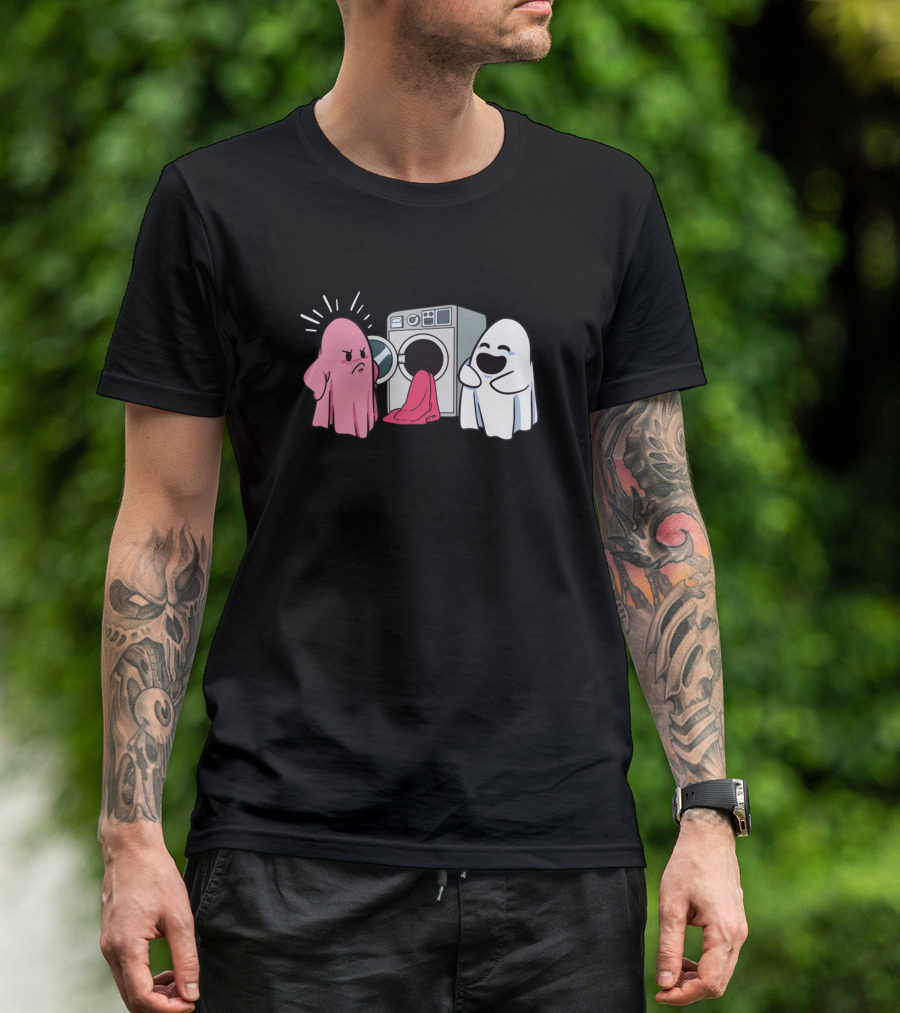 Mad Pink Ghost Laundry Mischief T-Shirt