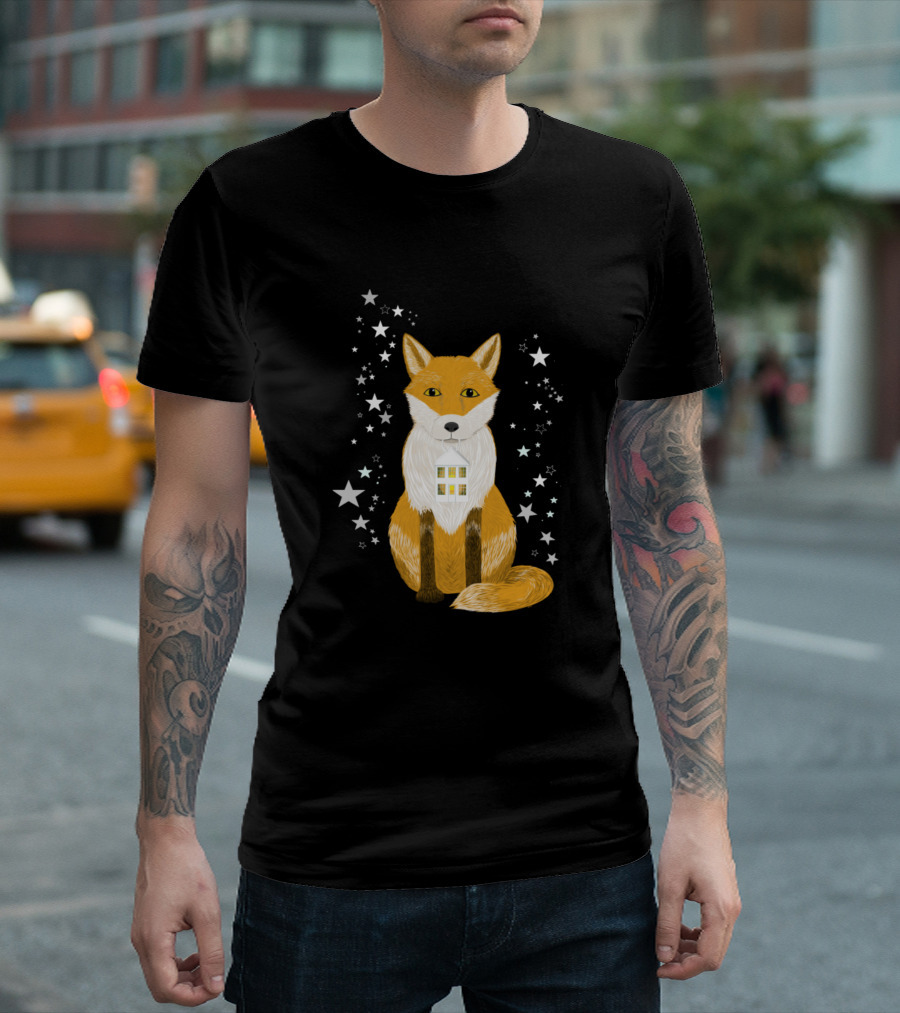 Magic Fox Lantern Among Stars T-Shirt