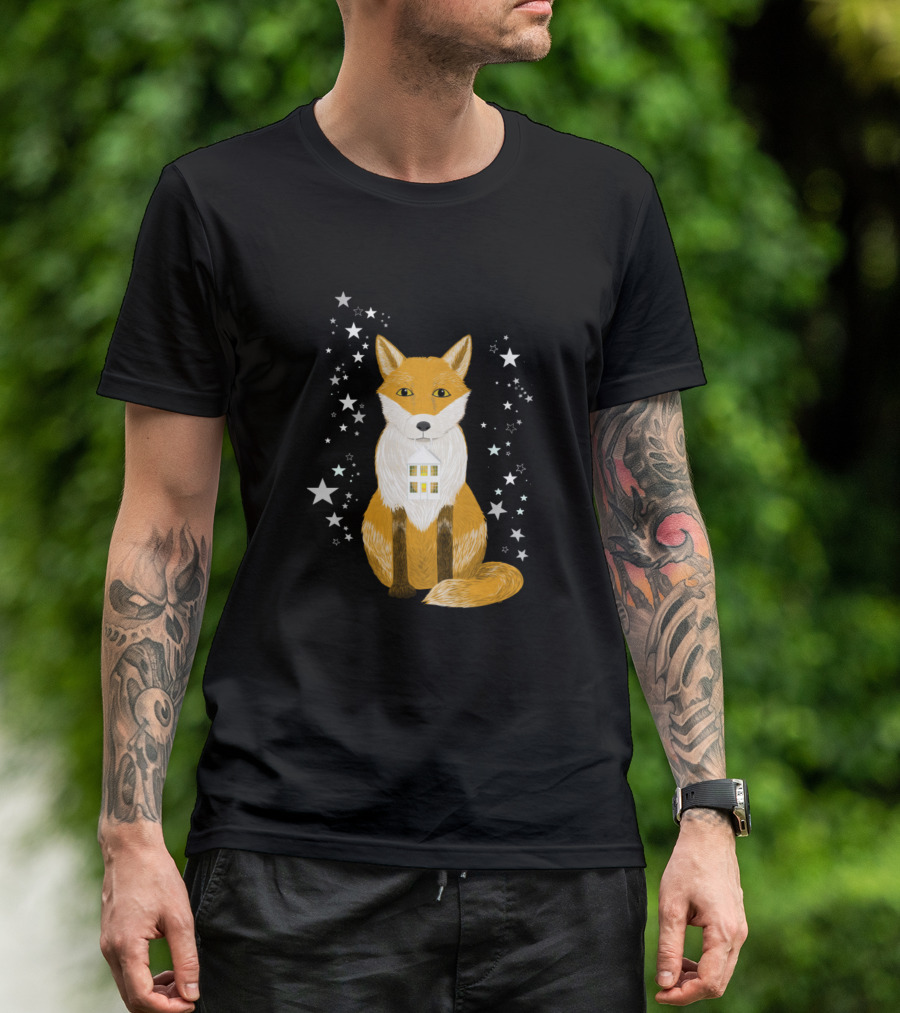 Magic Fox Lantern Among Stars T-Shirt