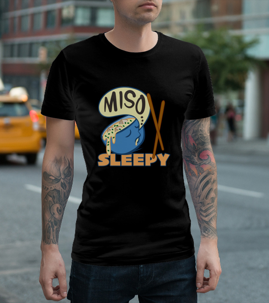 Miso Sleepy Cute Japanese Food Lover Broth Napping Bowl Chopsticks T-Shirt