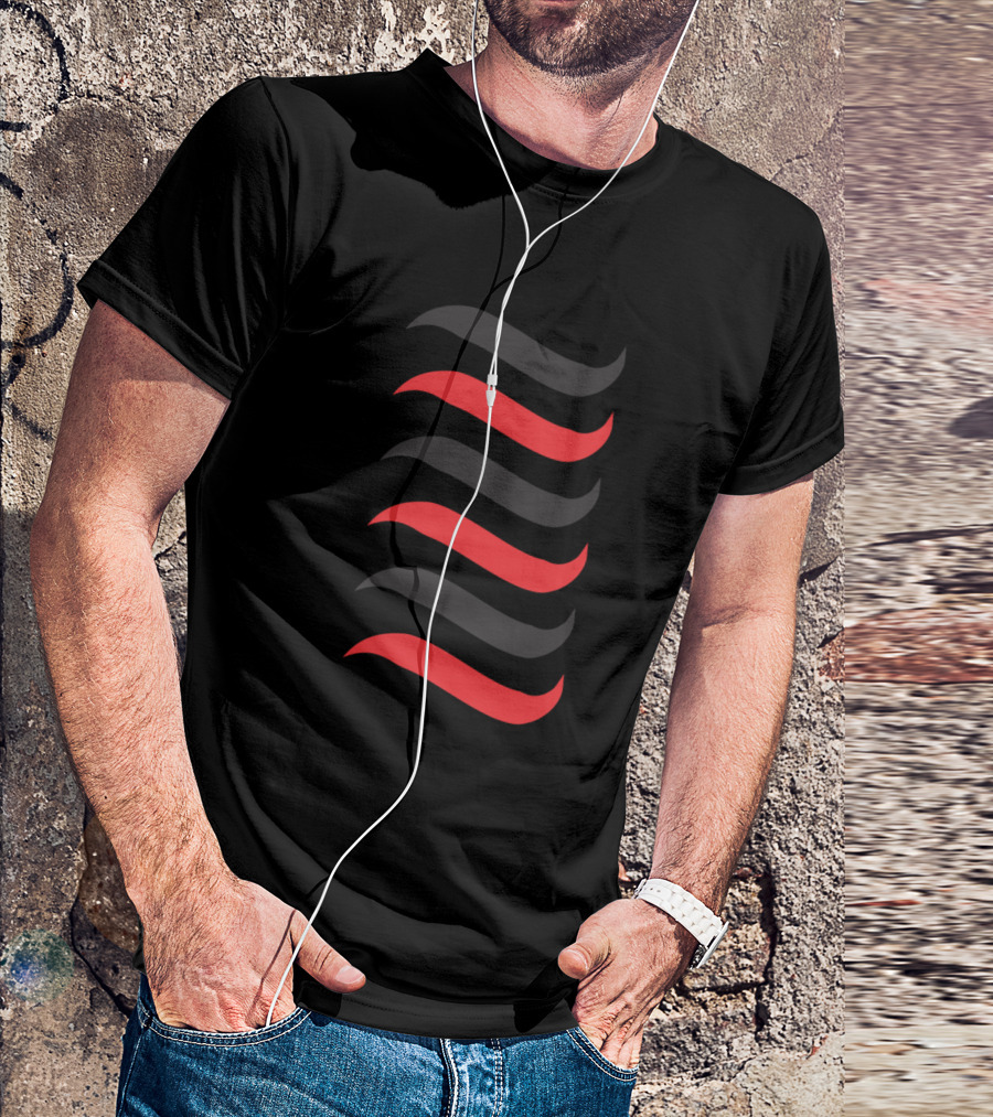 Playful Red And Black Wavy Lines T-Shirt