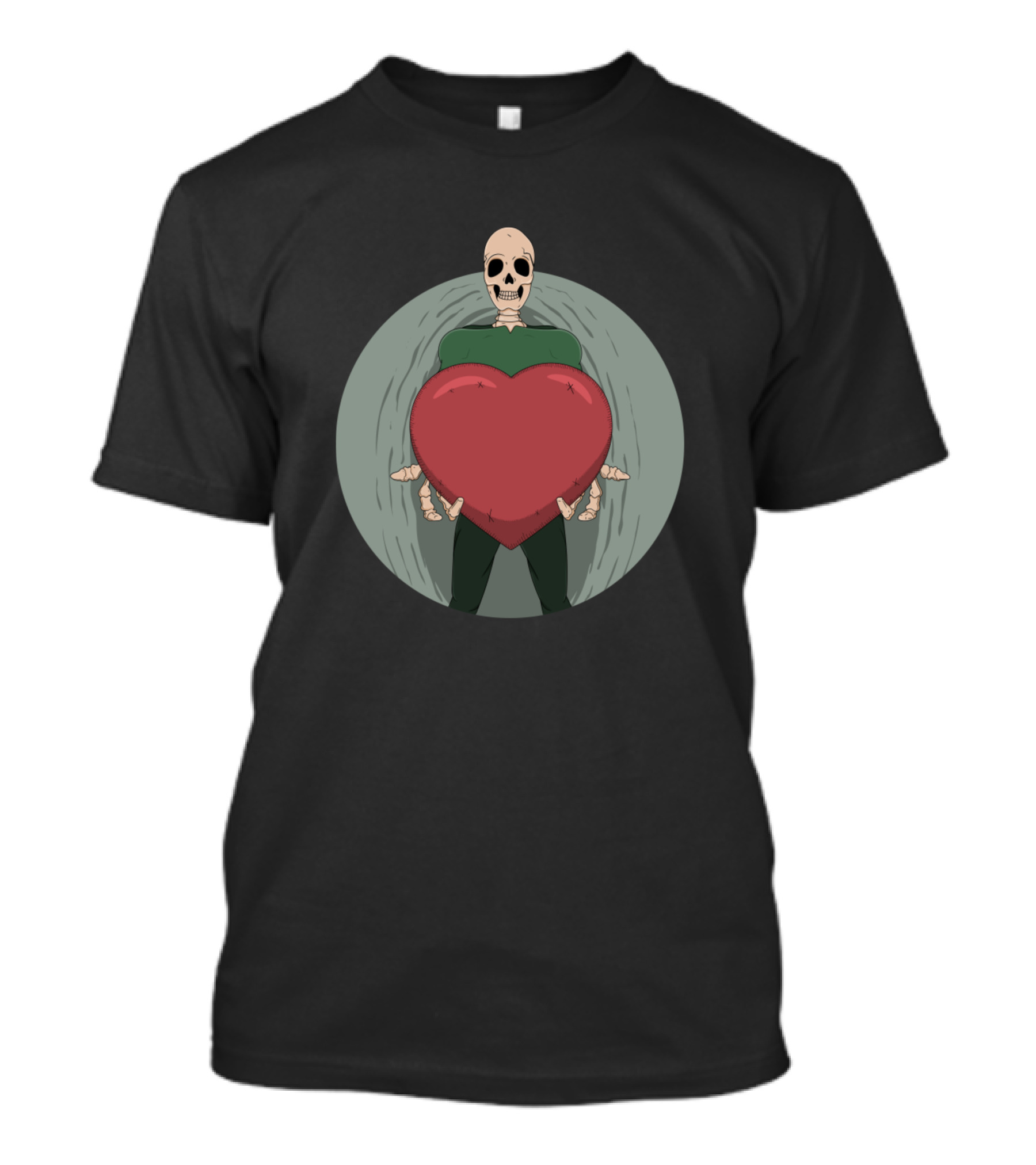 Skeleton Embracing Heart Icon In Circle T-Shirt