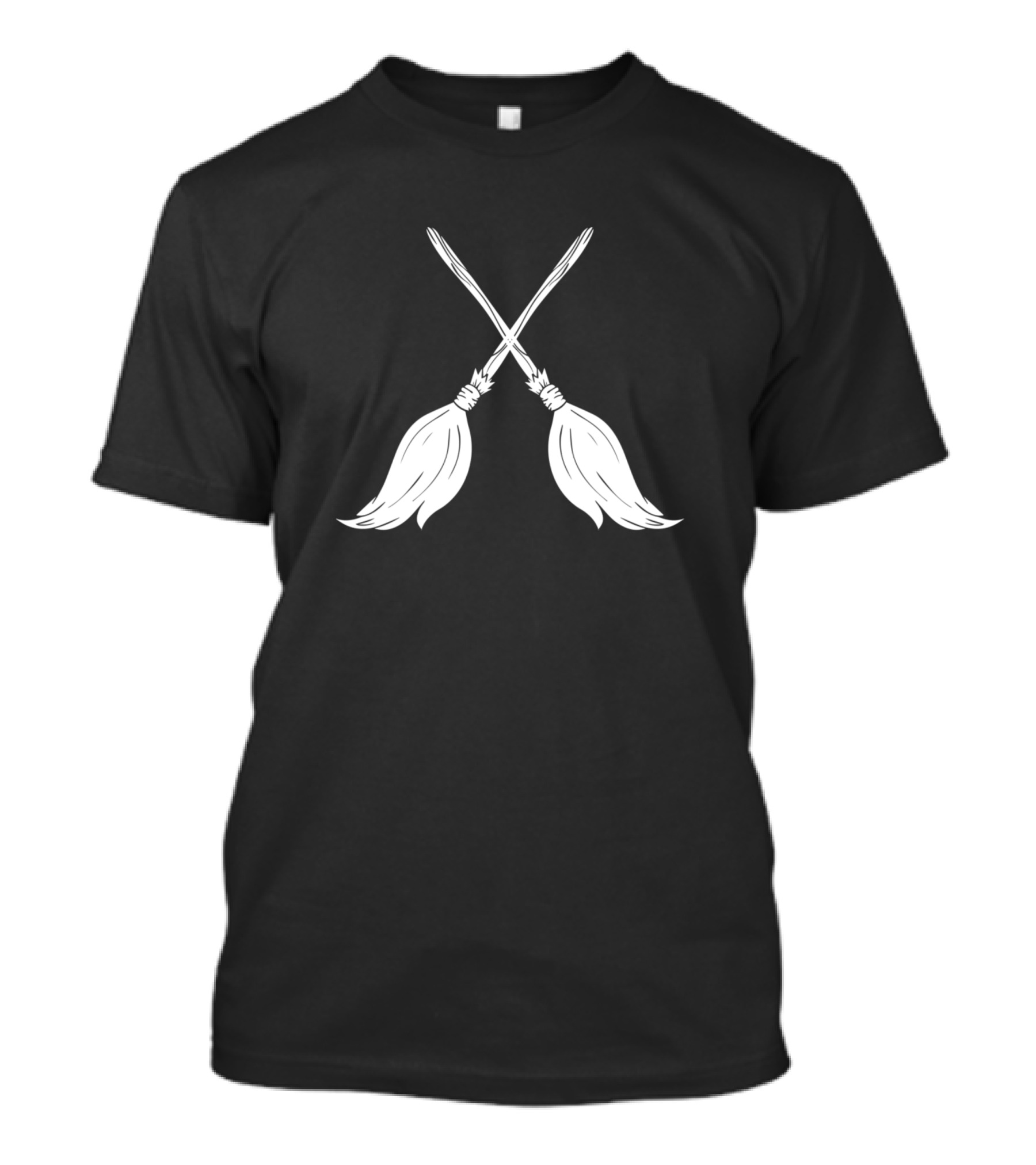 Crossed Skeleton Brooms Halloween Puck Skull With Hockey Stick T-Shirt