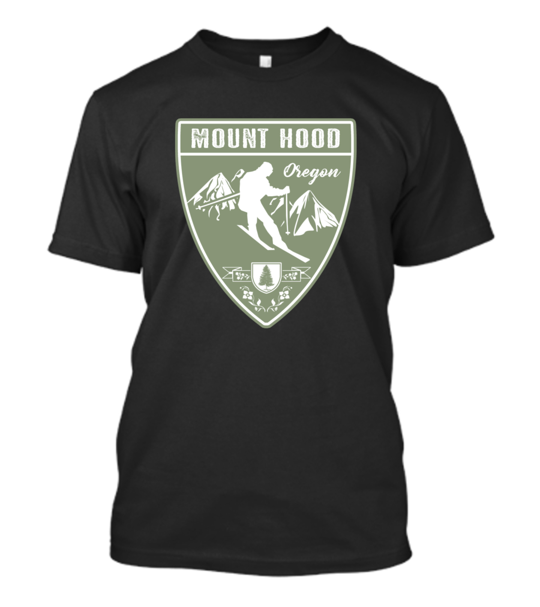 Mount Hood Oregon Skiing Adventure Shield Badge T-Shirt