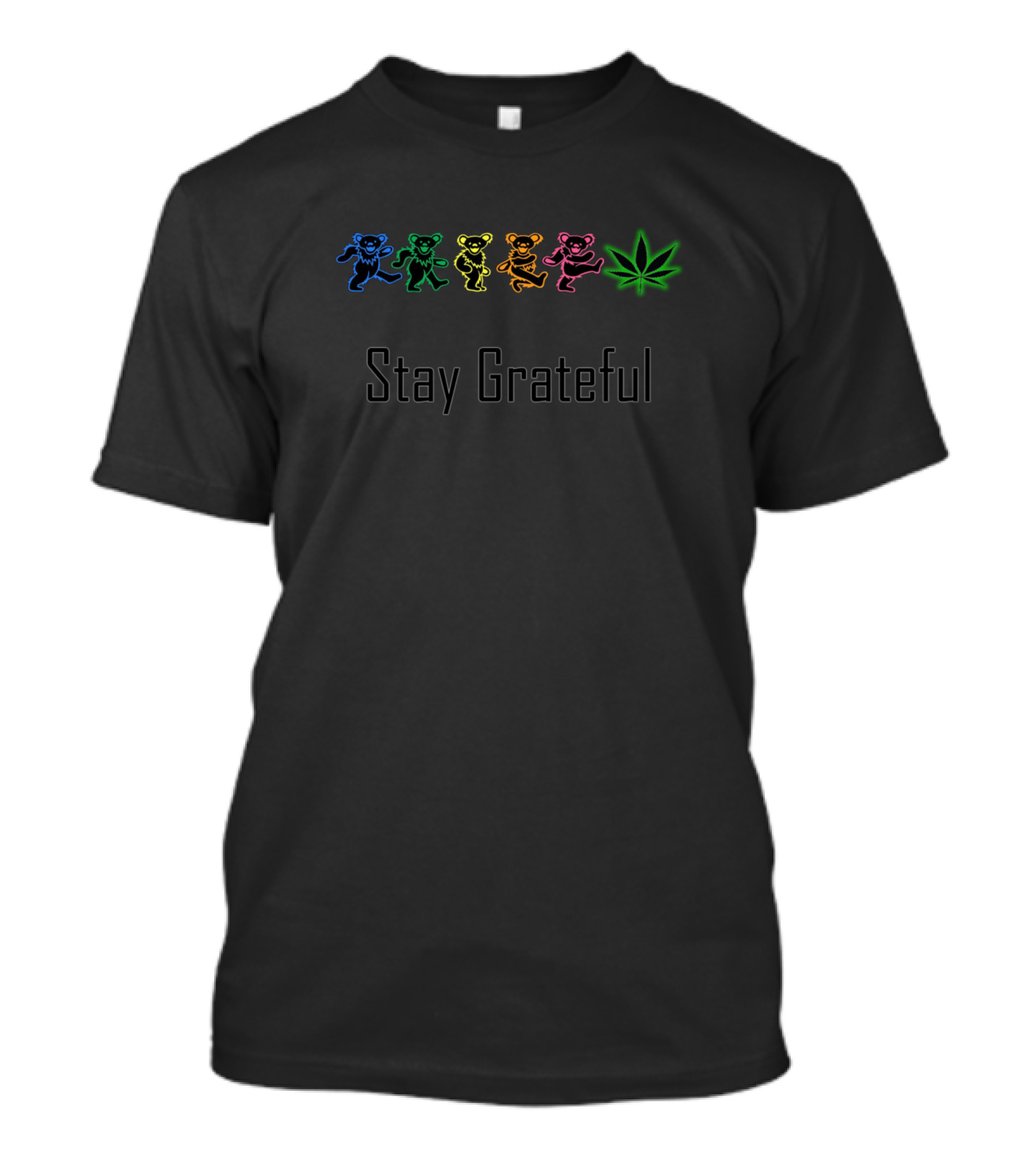 Stay Grateful Dancing Bears And Leaf Icons T-Shirt