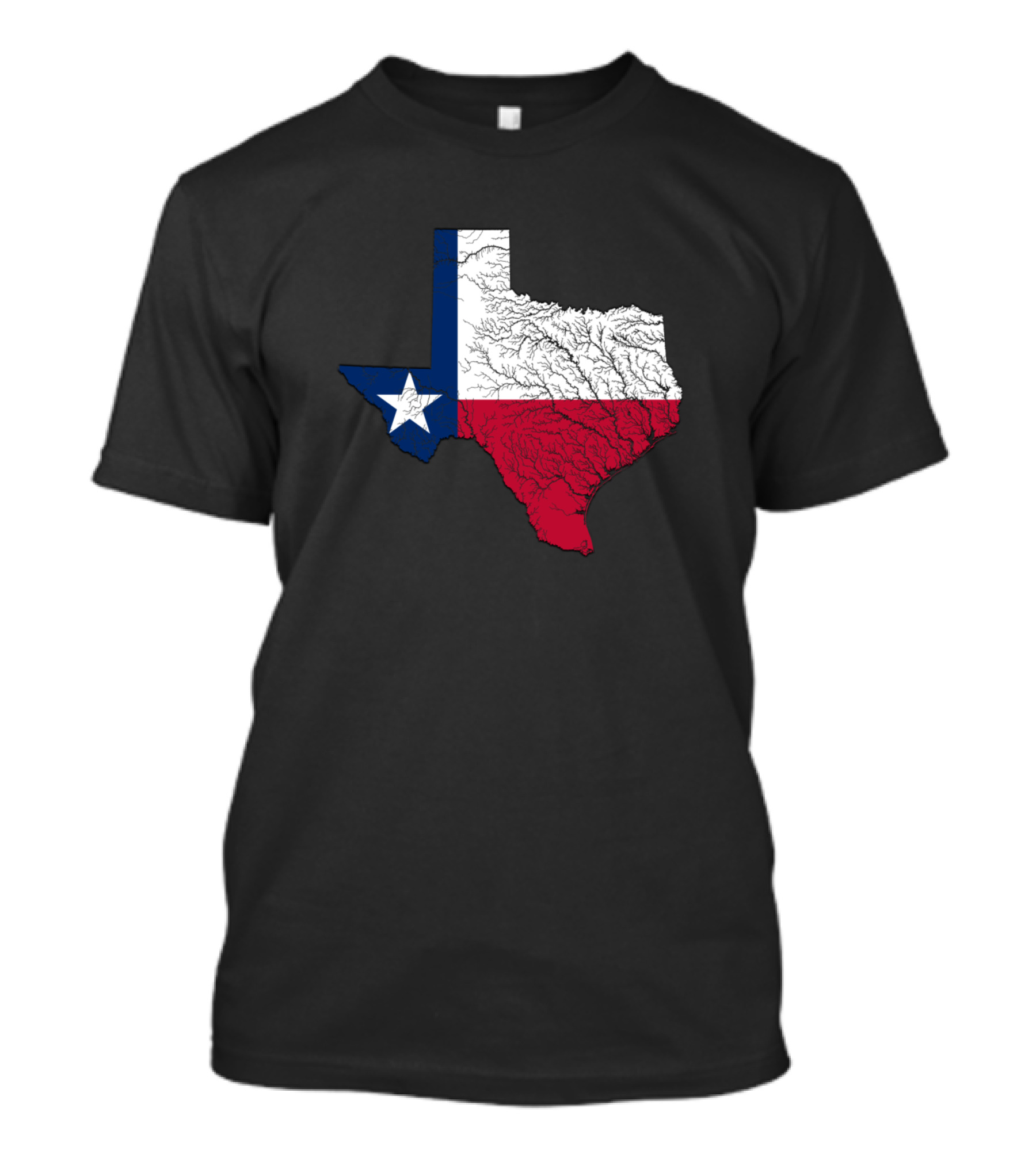 Texas State Flag Hydrological Map Outline T-Shirt