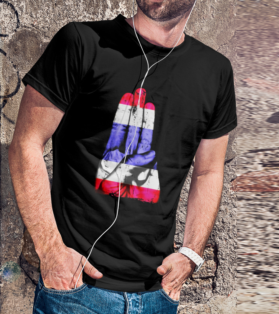 Thailand Strong Democracy Now Free Thai Support Hand Gesture Flag Colors T-Shirt