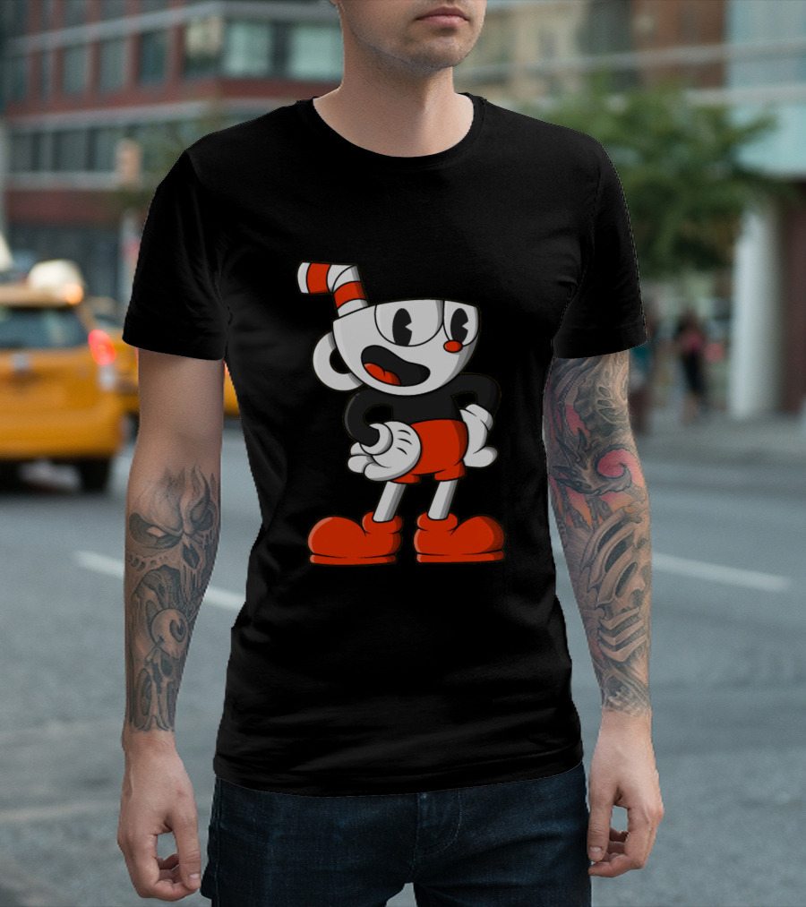 Cuphead Red And Black Character Art Animation T-Shirt