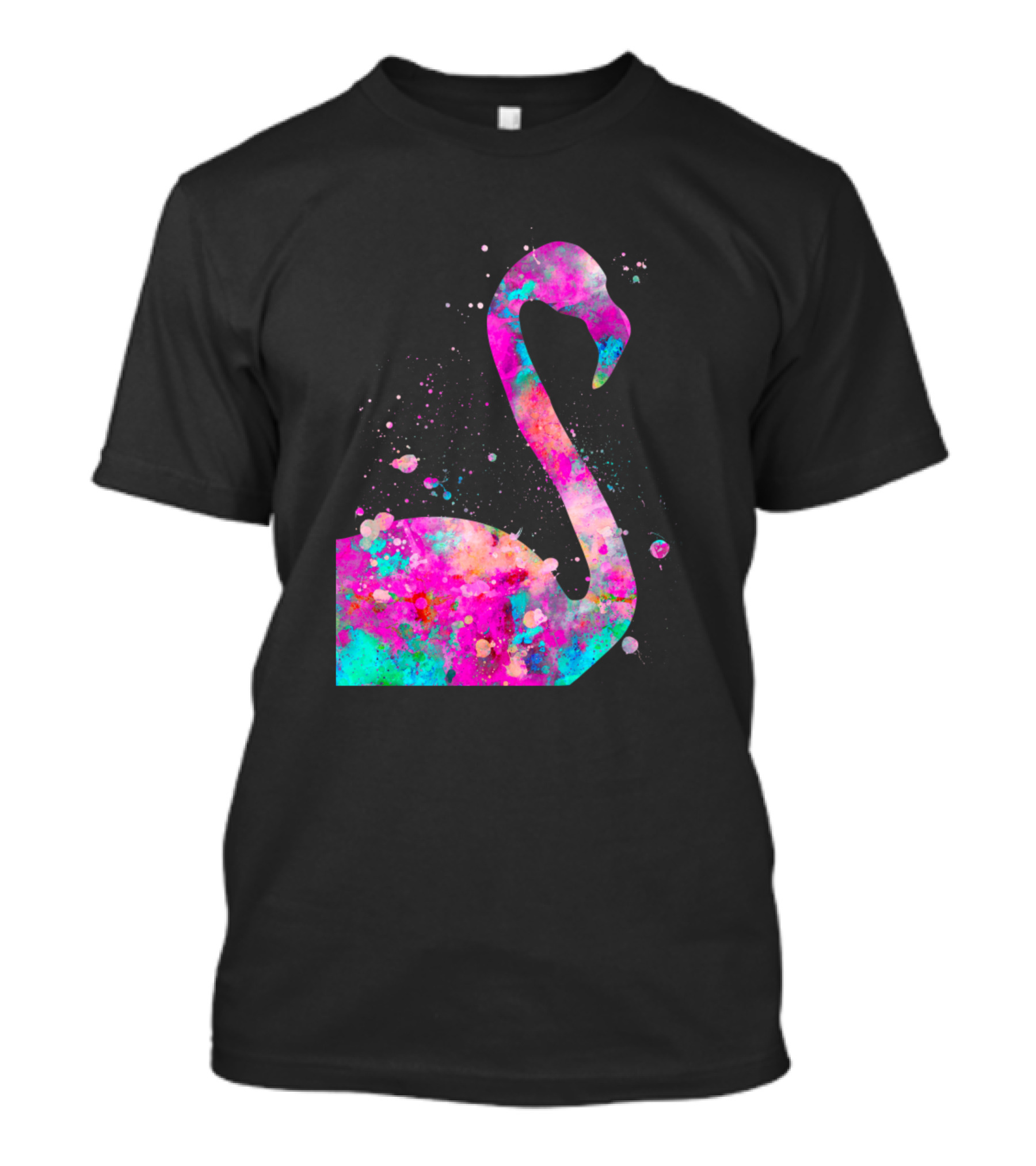 Flamingo Watercolor Neon Splash T-Shirt