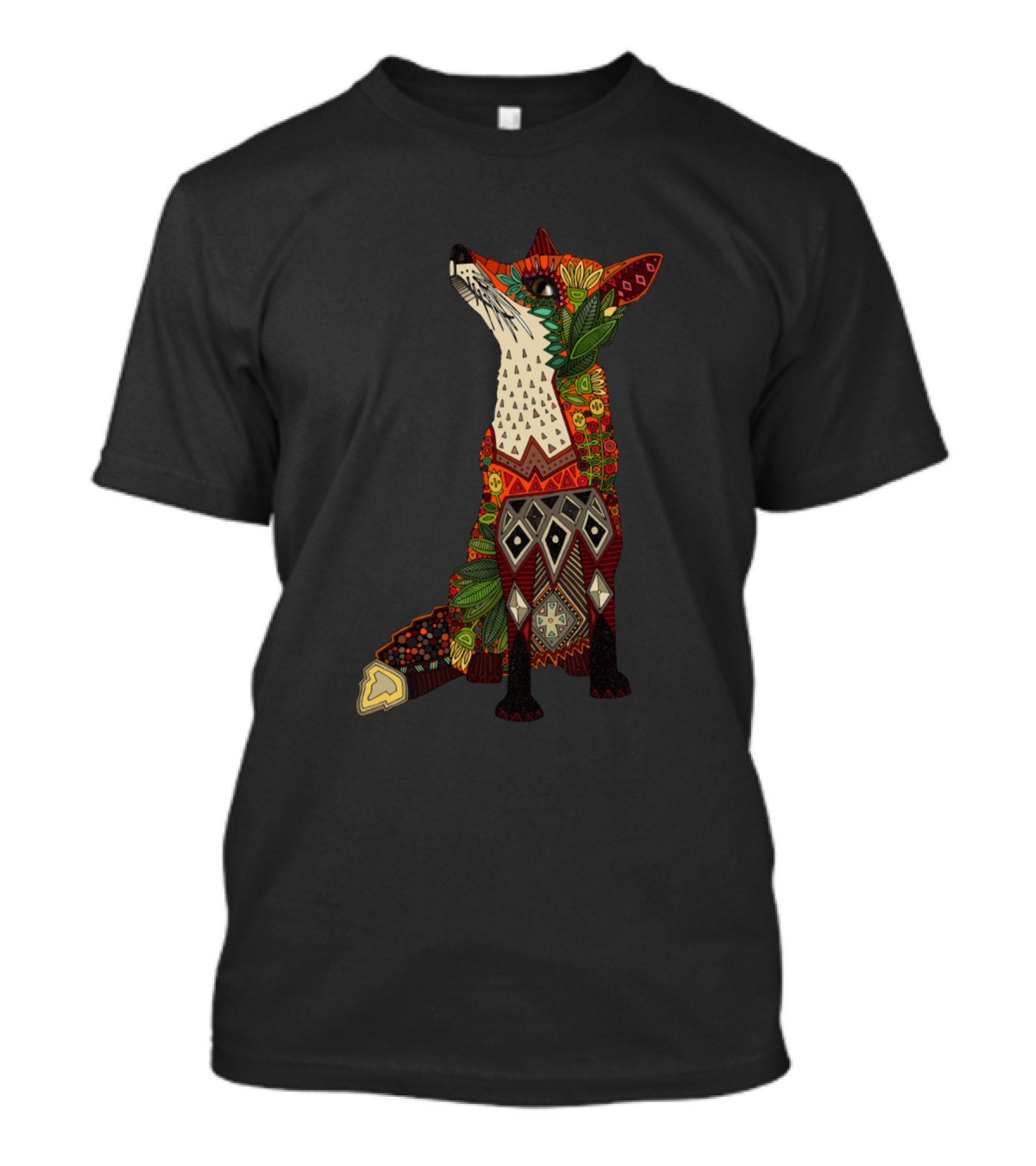 Floral Fox Pattern Intricate Nature T-Shirt