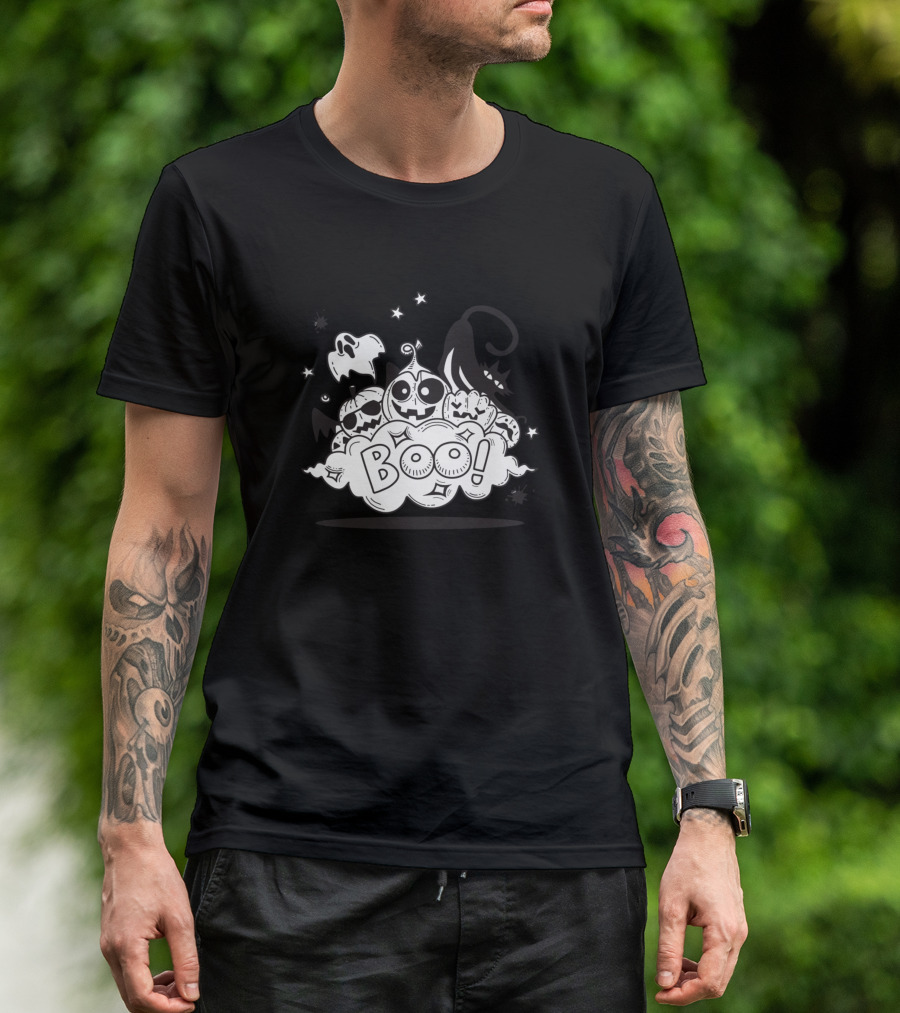 Boo Pumpkin Ghost Halloween Stars T-Shirt