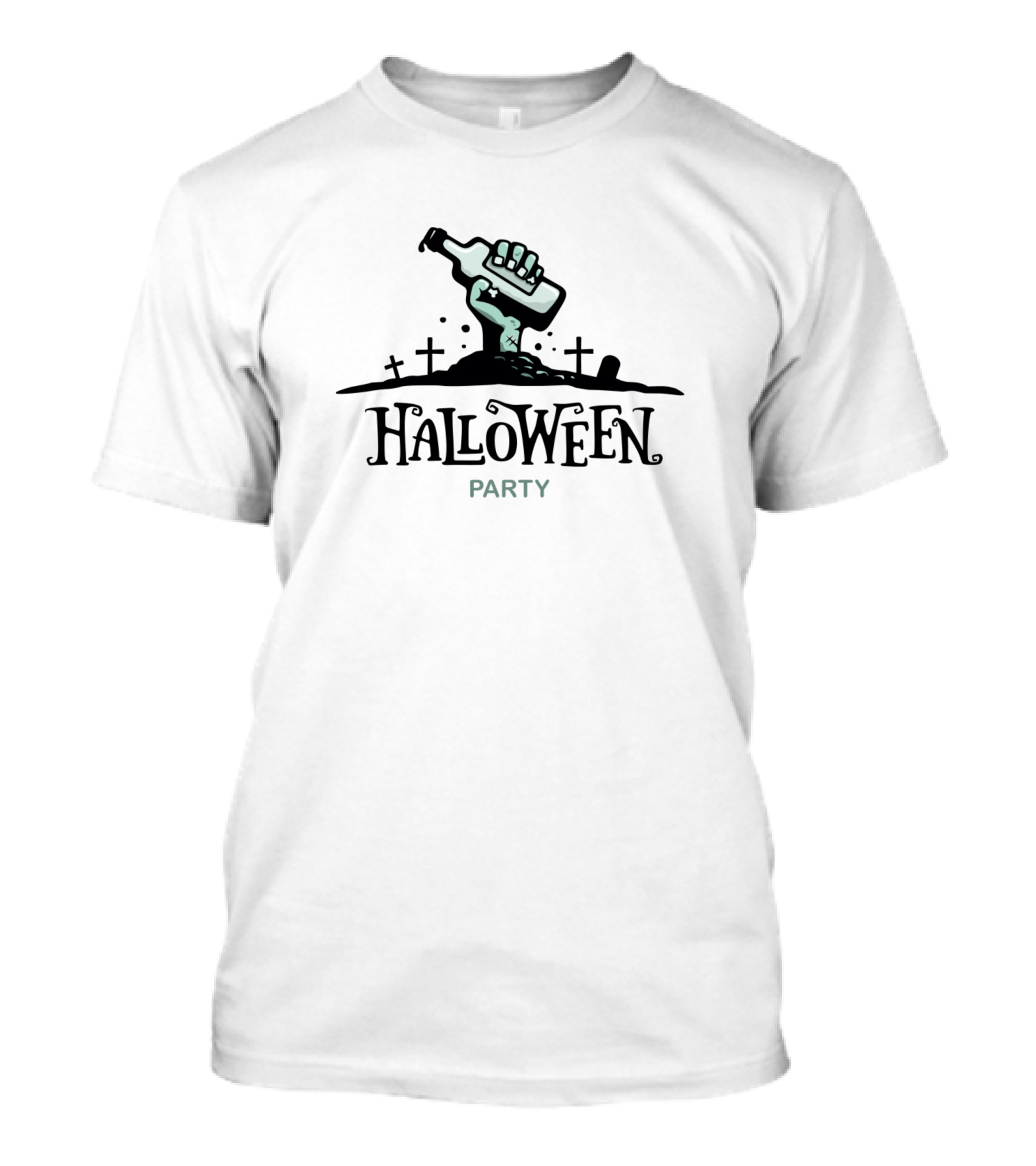 Halloween Party Zombie Hand Graveyard Bottle T-Shirt