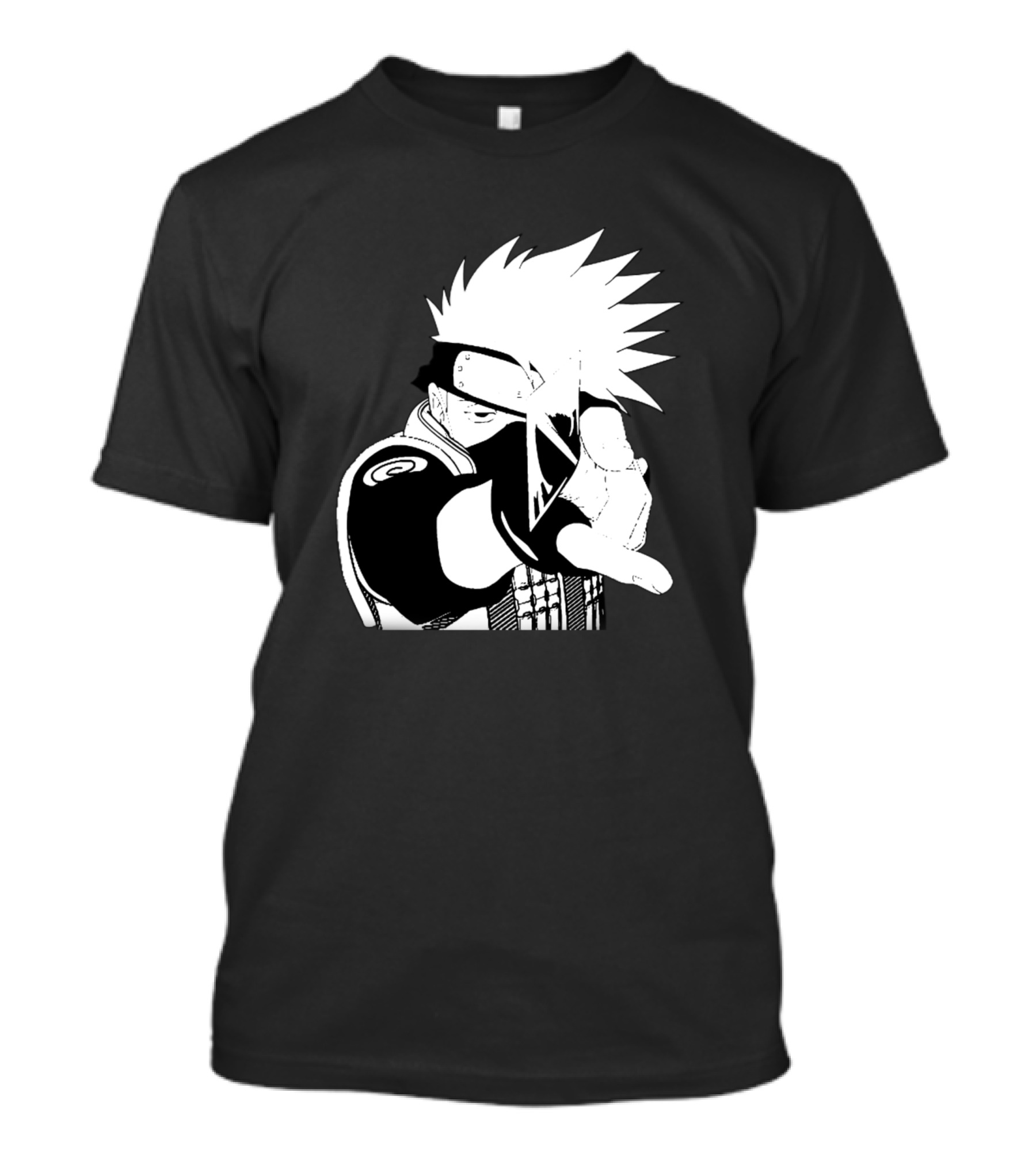 Kakashi Hatake Monochrome Anime Character Pose T-Shirt
