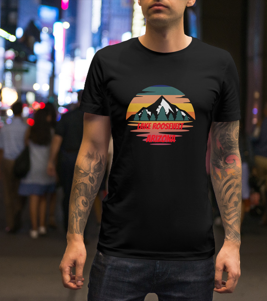 Lake Roosevelt Arizona Scenic Mountain Sunset Vacation T-Shirt