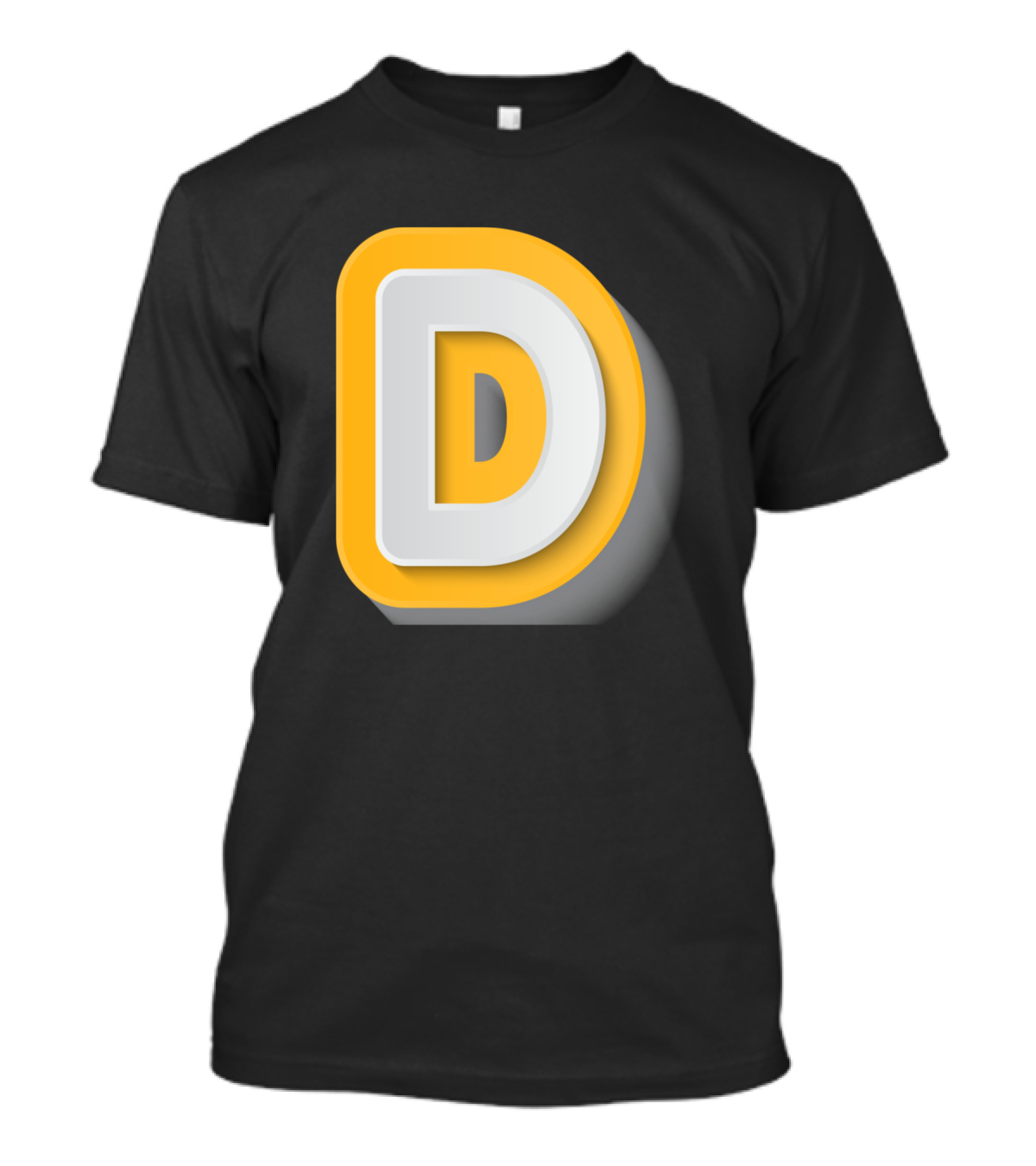D Letter With Yellow And White 3D Layered Alphabet T-Shirt