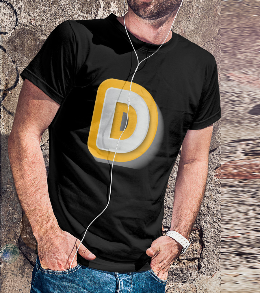 D Letter With Yellow And White 3D Layered Alphabet T-Shirt
