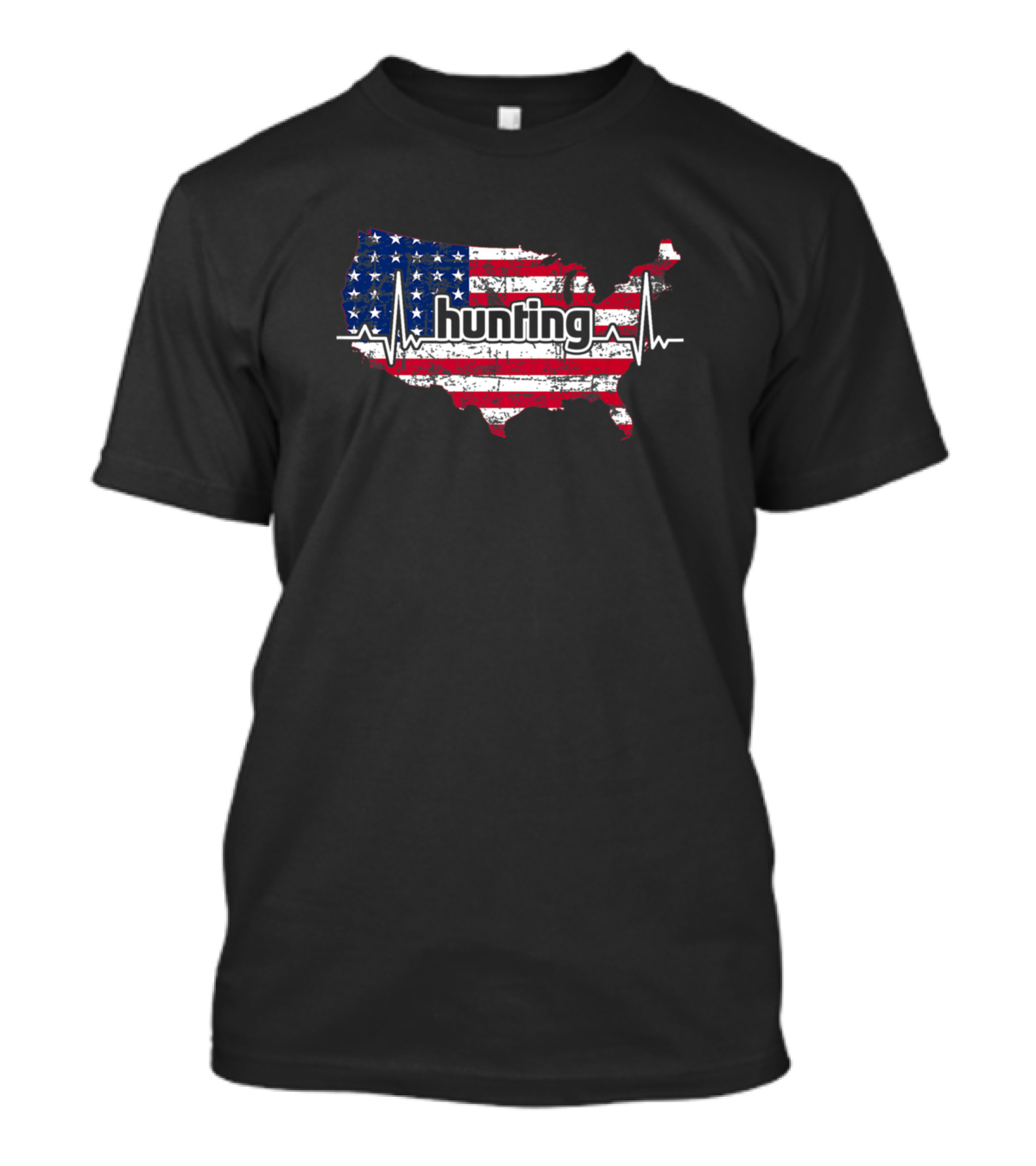 USA Map Flag Hunting Heartbeat Hunter T-Shirt