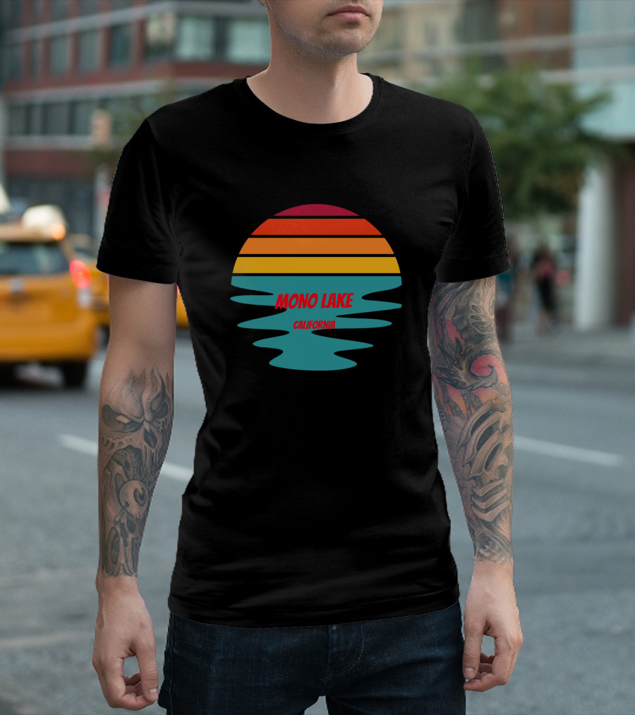 Mono Lake California Sunset Stripes for Lake Vacation Lovers T-Shirt