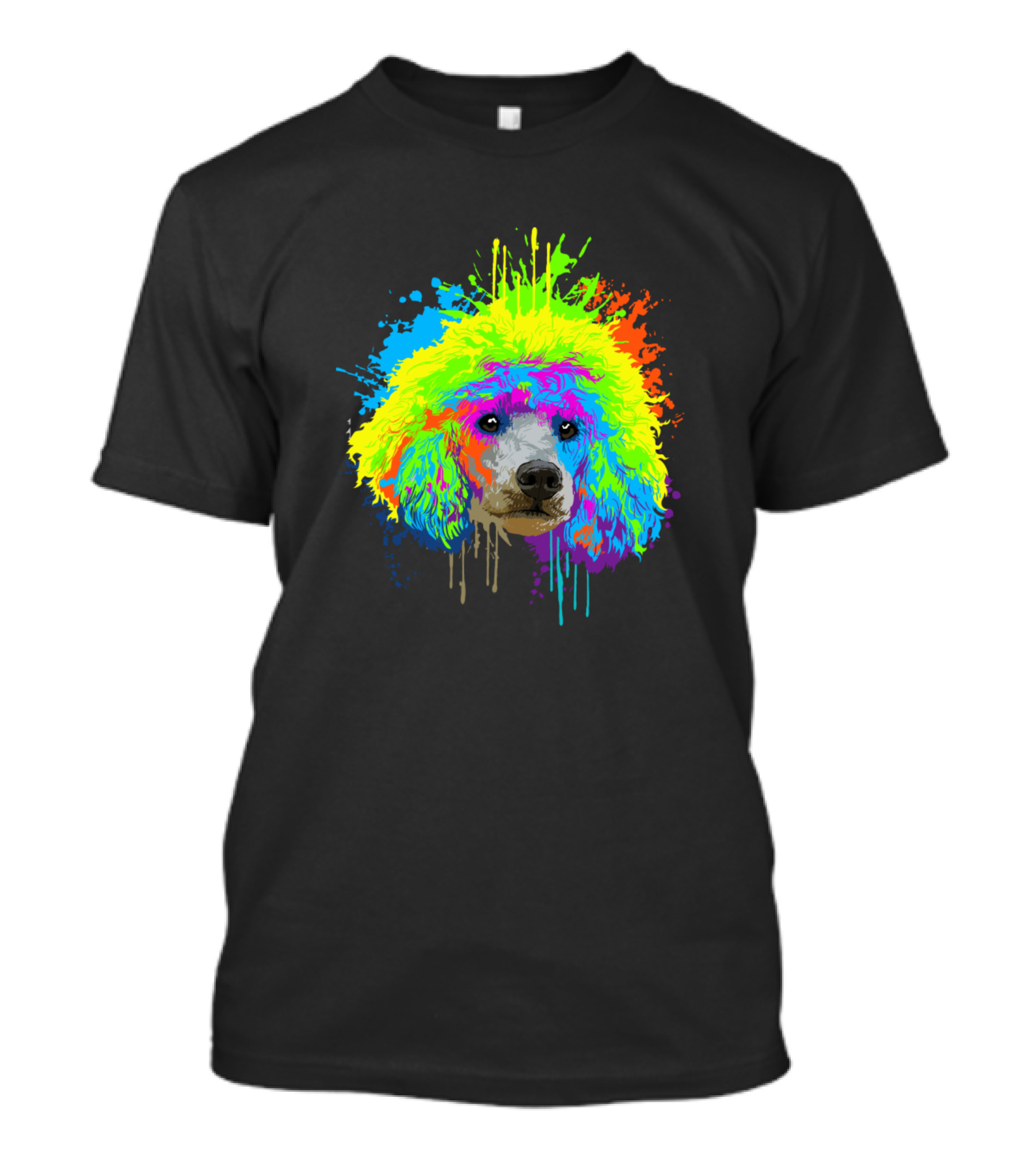 Colorful Dripping Splash Art Poodle Rainbow Hues T-Shirt