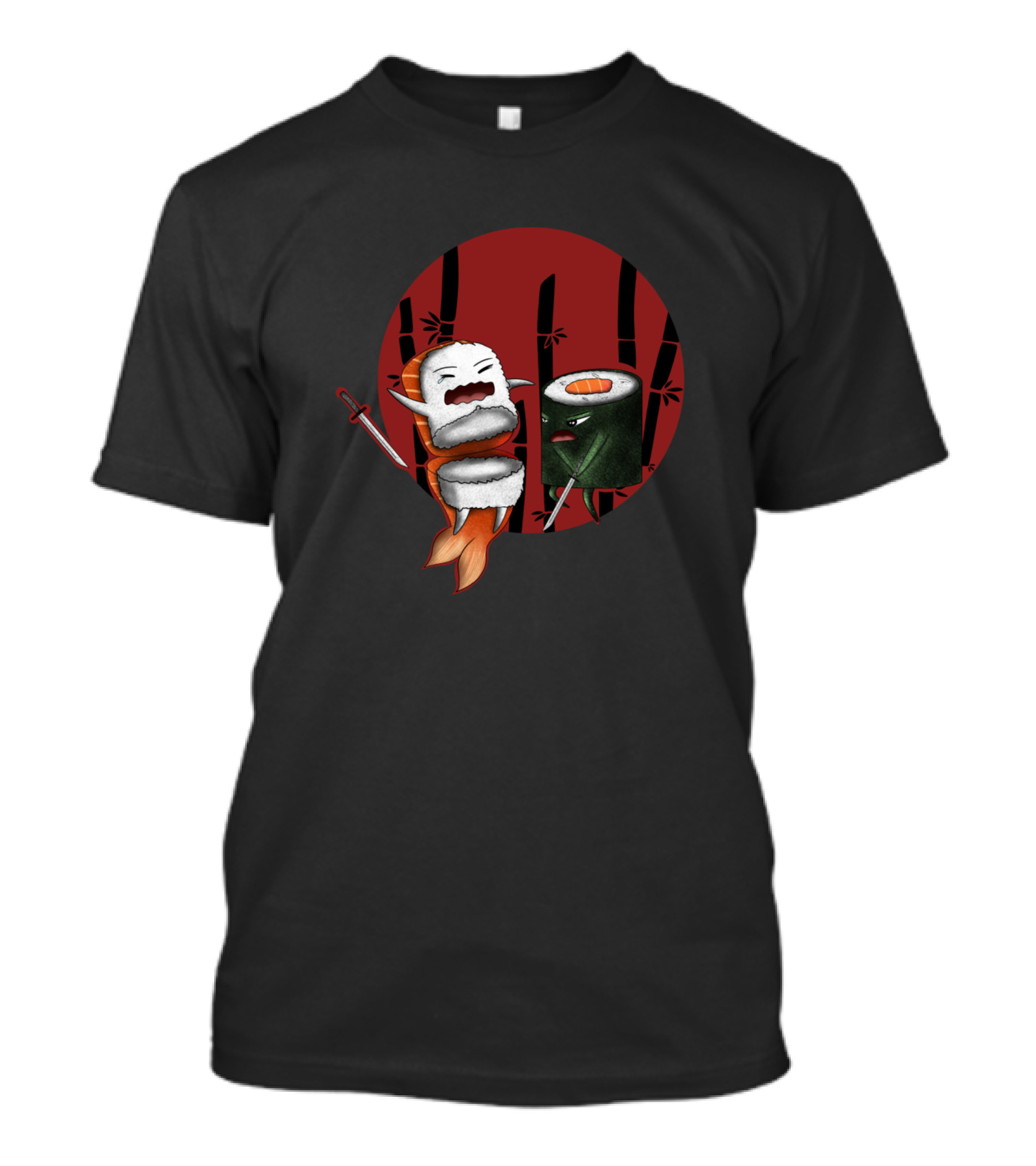 Angry Sushi Duel With Sashimi And Seaweed Nigiri In Samurai Showdown T-Shirt