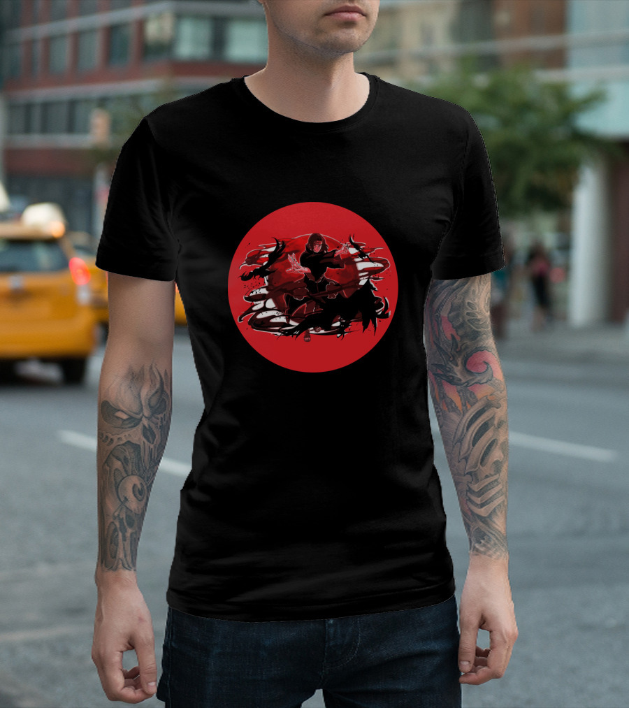 Akatsuki Itachi Uchiha Red Circle Clouds Anime T-Shirt
