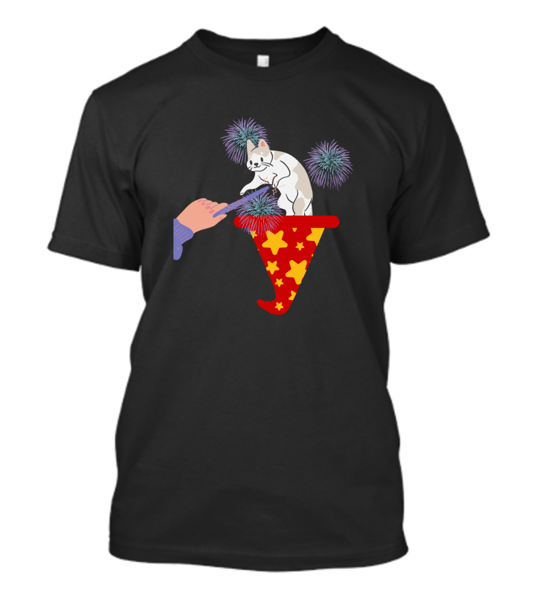 Cats Cat Gets Out The Red Starry Magic Hat Funny Kitty T-Shirt