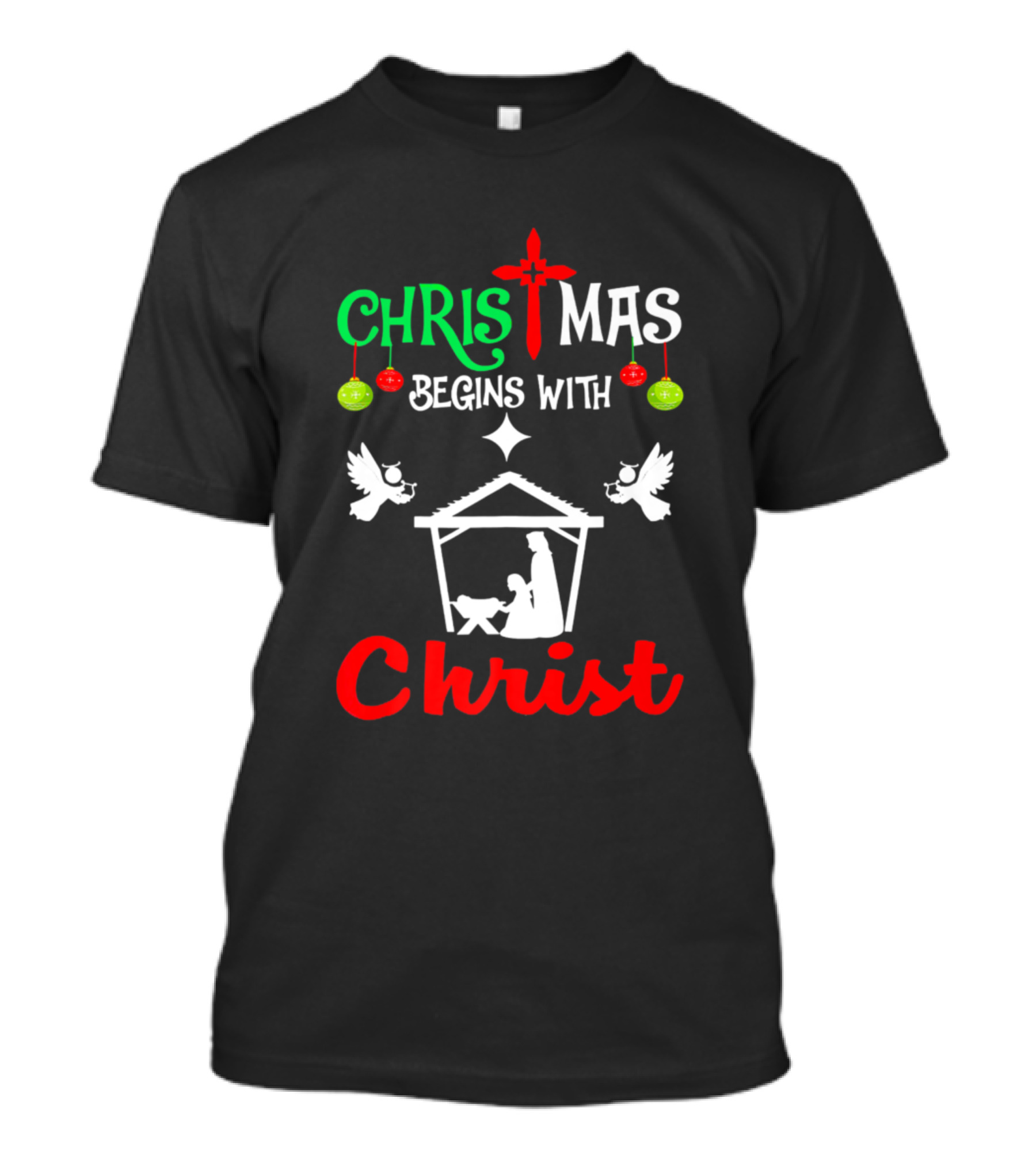 Christmas Begins With Christ Jesu Holiday Nativity Scene T-Shirt