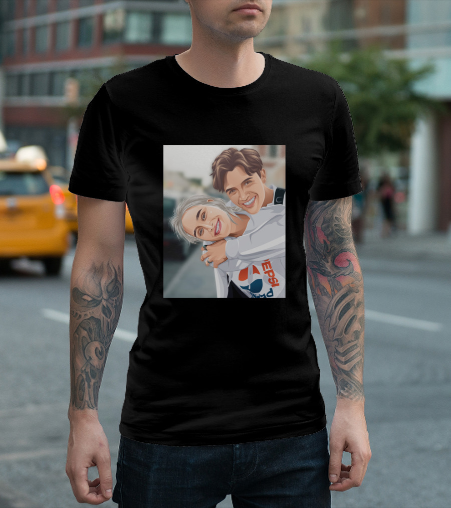 Pepsi Couple Vector Smiling Embrace T-Shirt