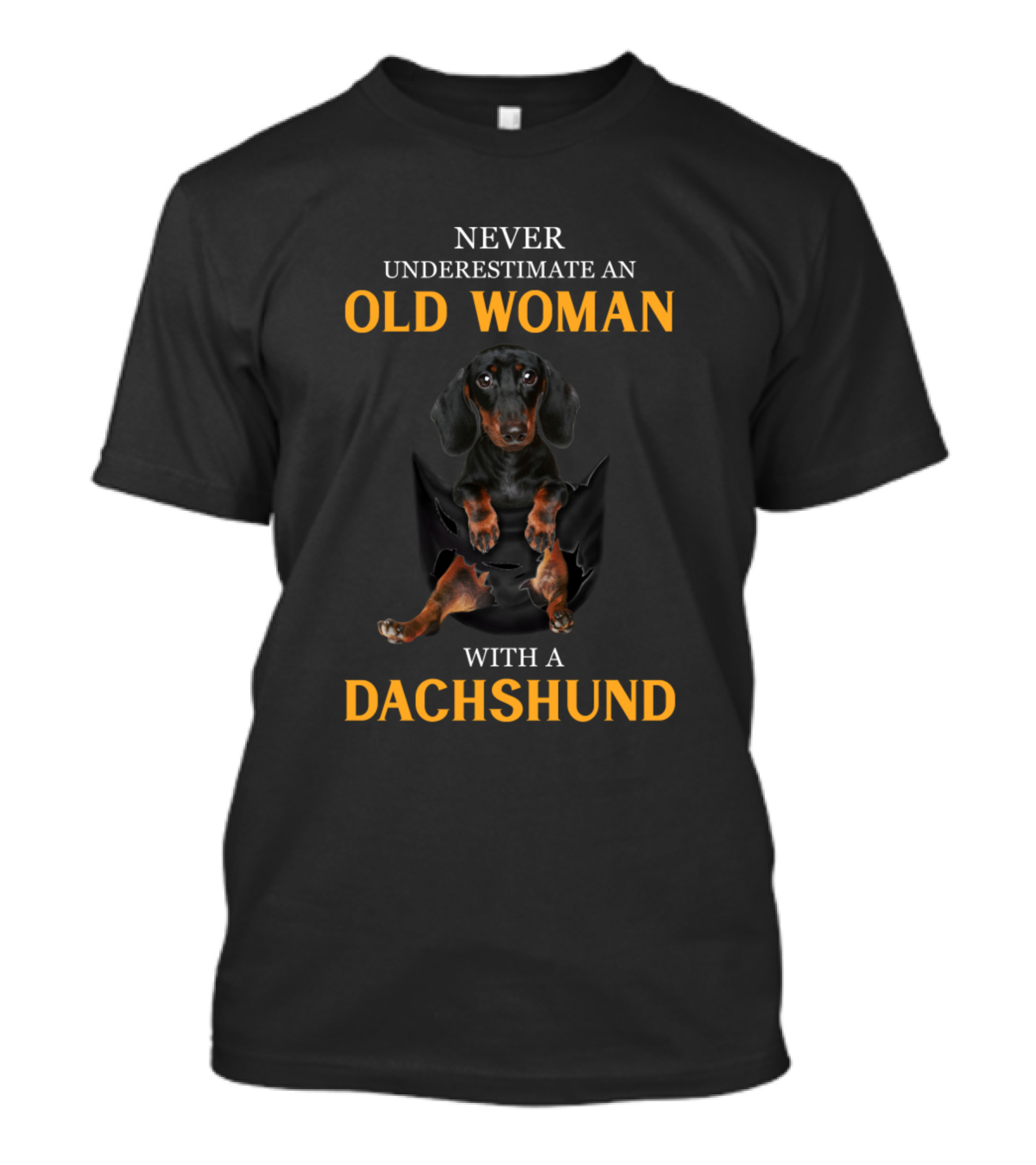 Never Underestimate An Old Woman With A Dachshund T-Shirt