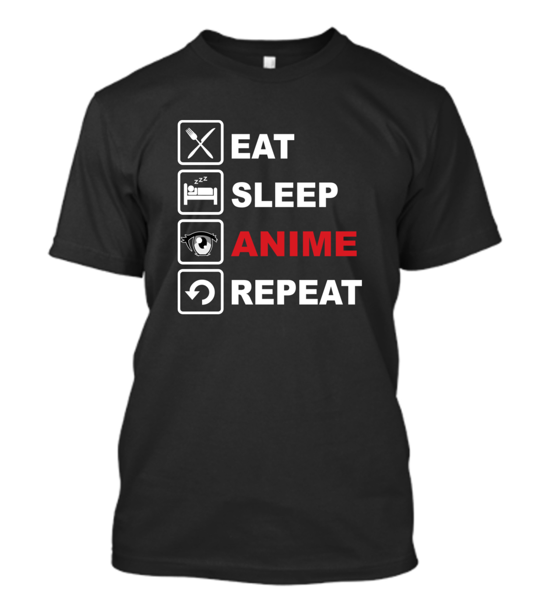 Eat Sleep Anime Repeat Icons With Japanese Anime Reference T-Shirt