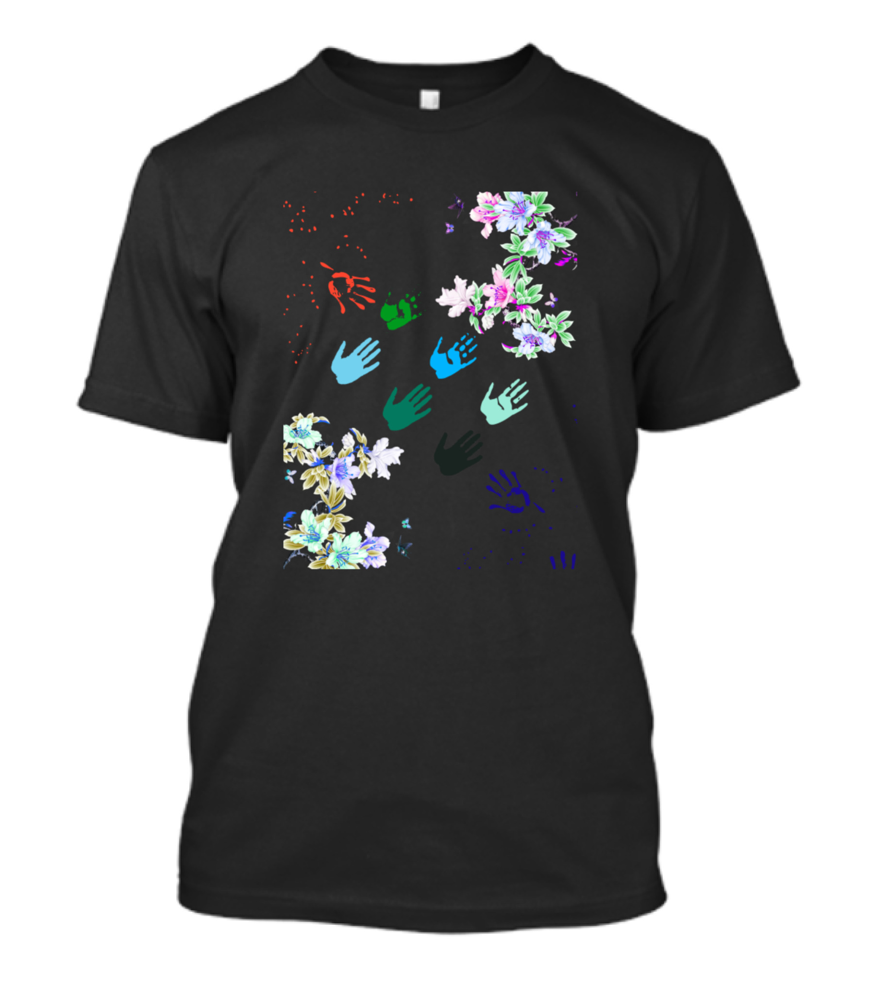 Hands Of Flower Multicolor Floral Bloom Harmony T-Shirt