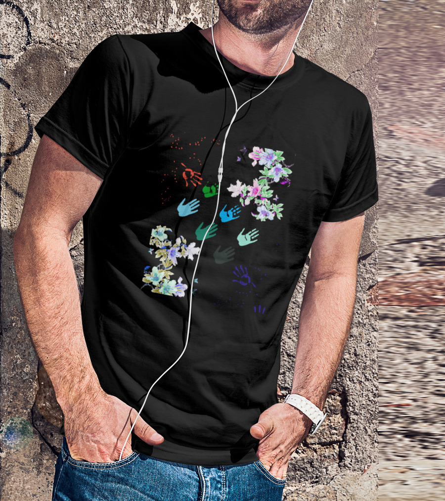 Hands Of Flower Multicolor Floral Bloom Harmony T-Shirt