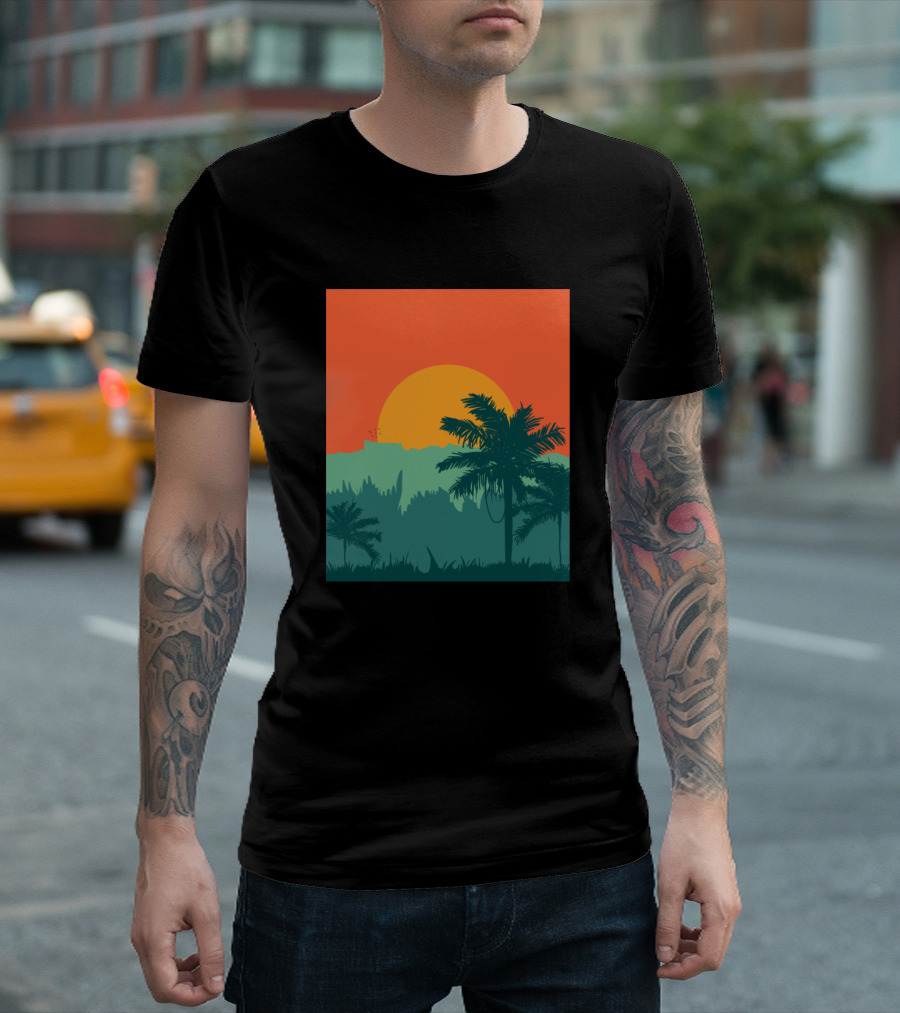 Jungle Exuberance Sunset Tropical Palm T-Shirt