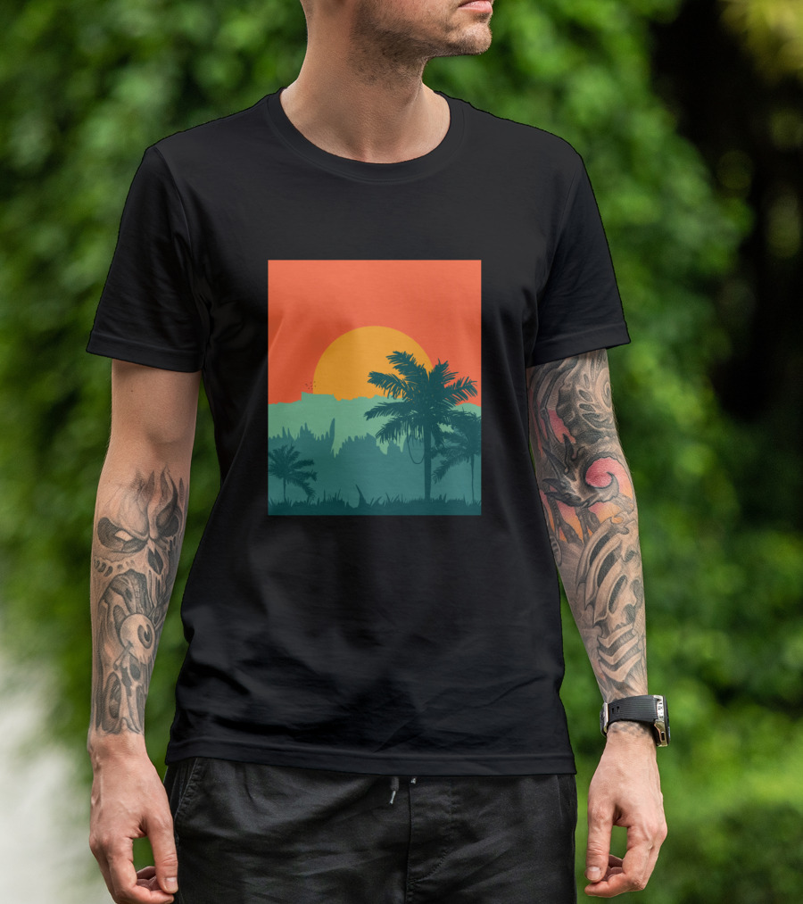 Jungle Exuberance Sunset Tropical Palm T-Shirt